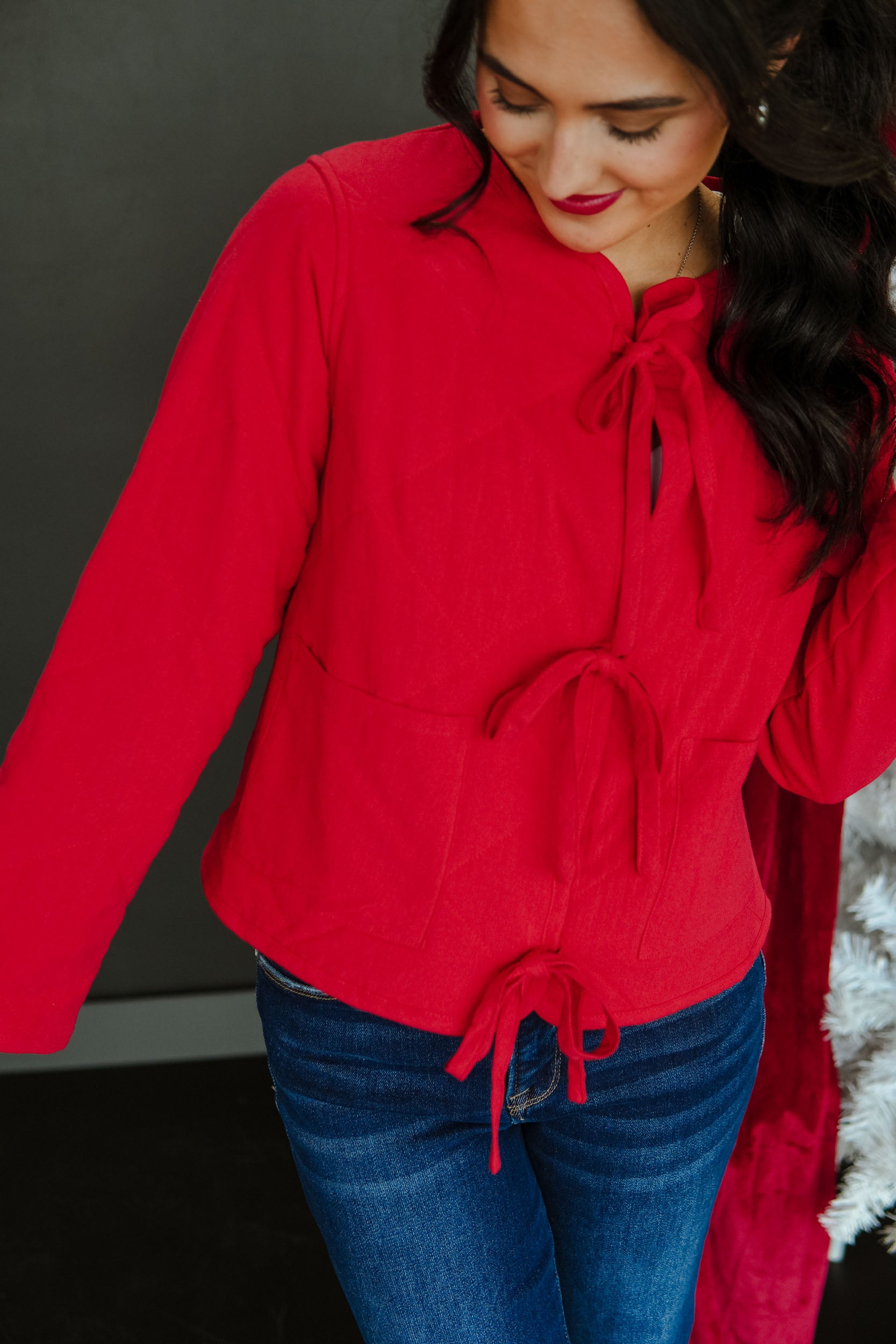 All Star Quilted Tie Jacket - Cool Red