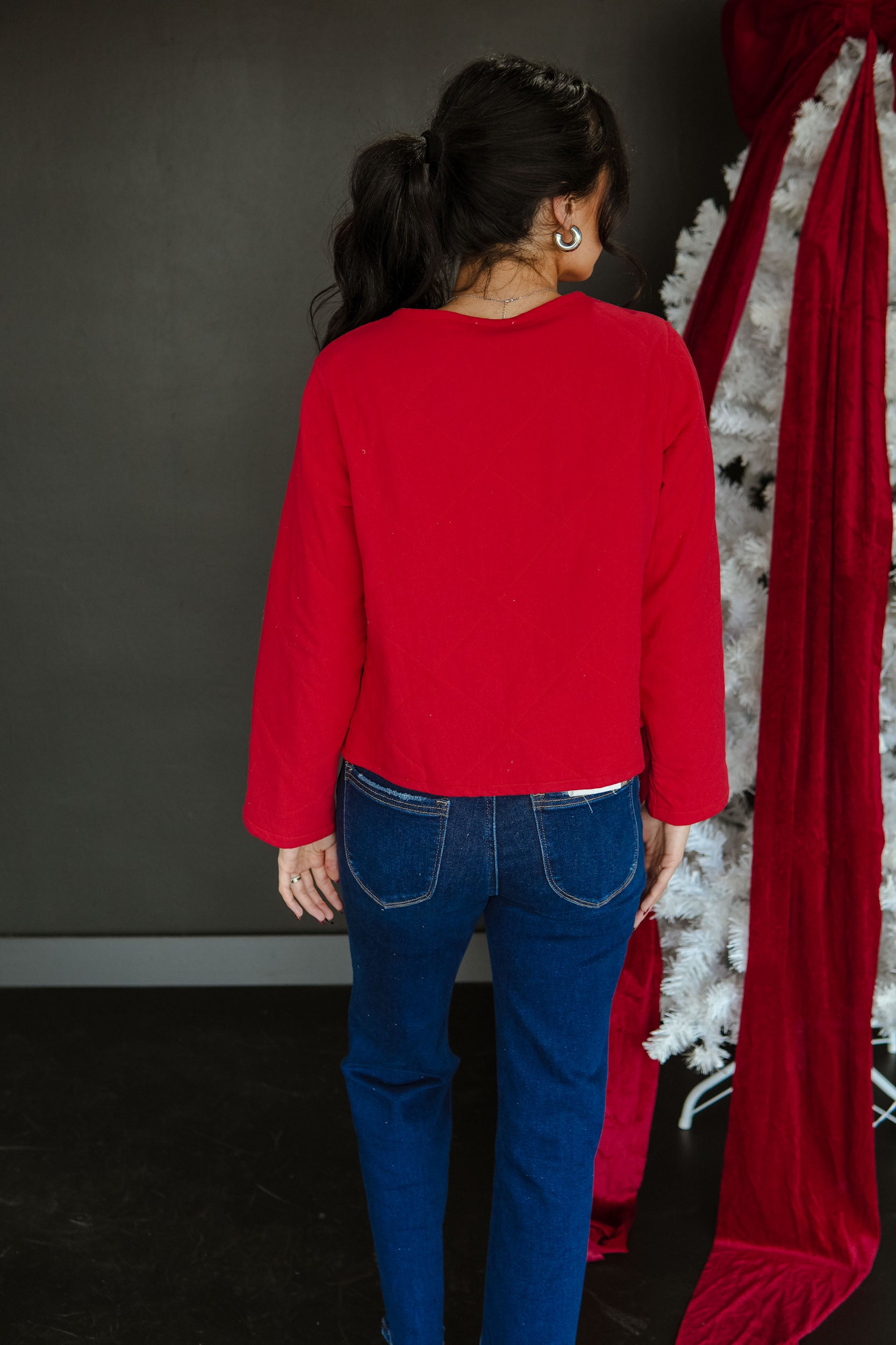 All Star Quilted Tie Jacket - Cool Red