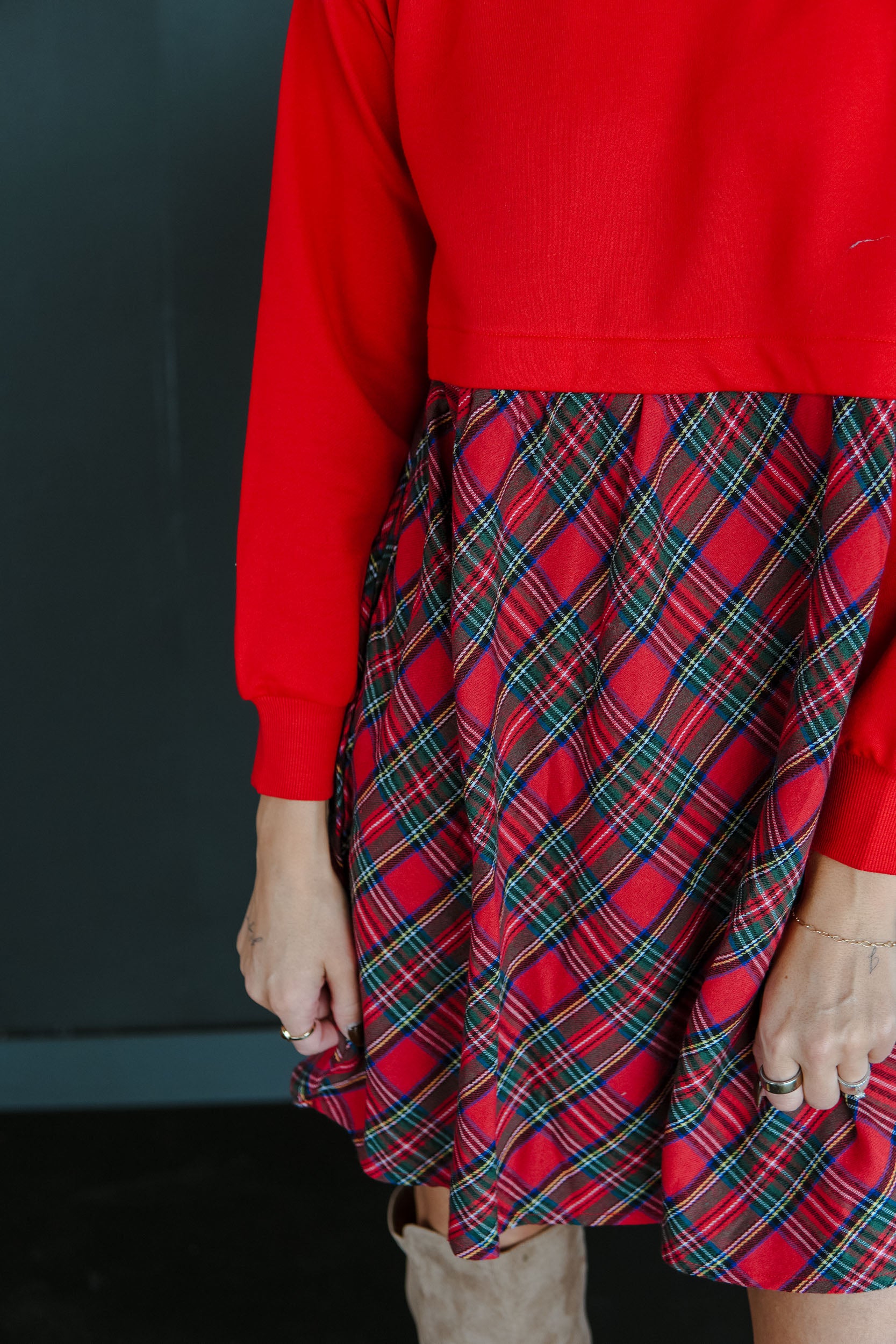 Glad Tidings Plaid Mini Dress - True Red