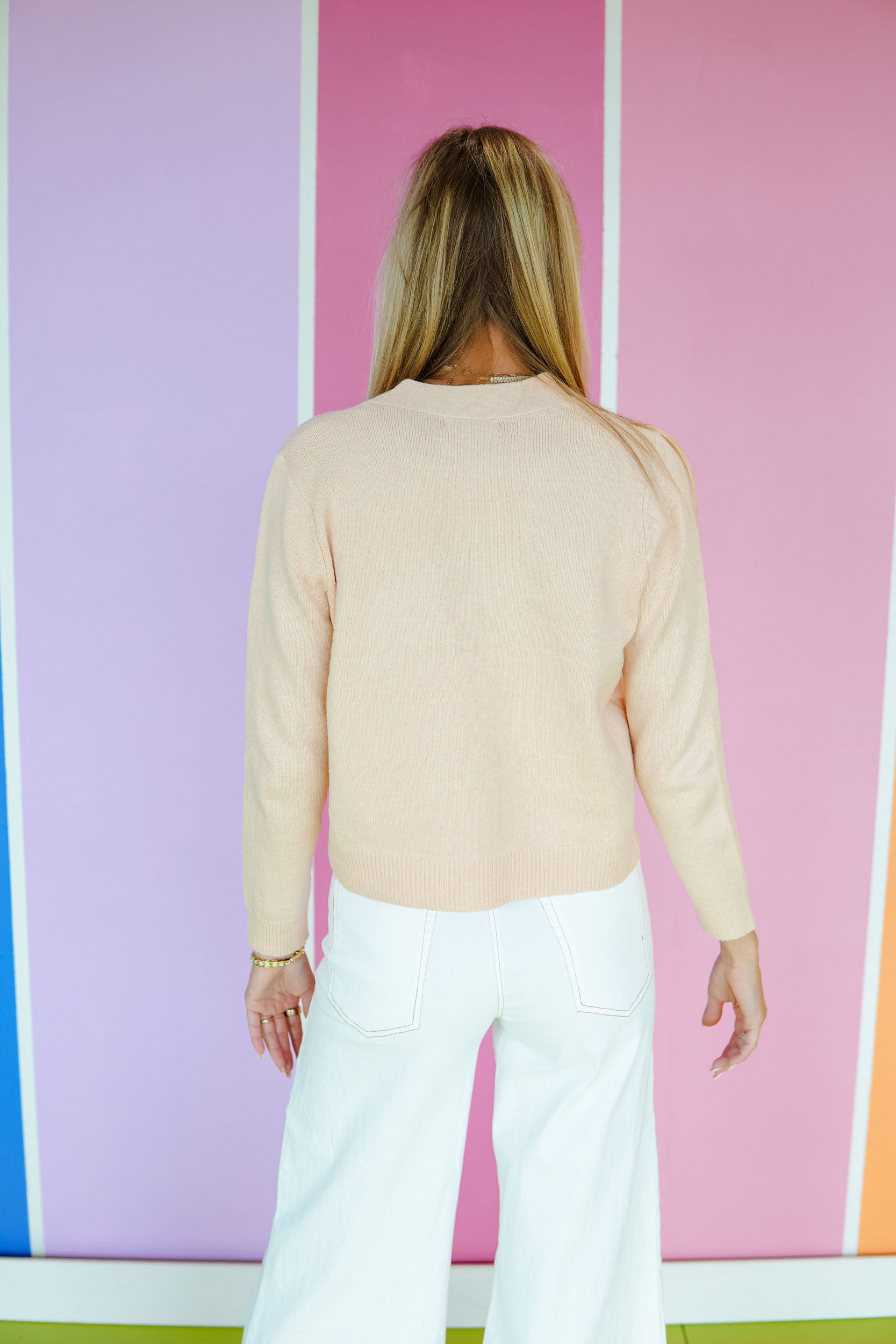 The Keepsake V-Neck Cardigan - Soft Peach