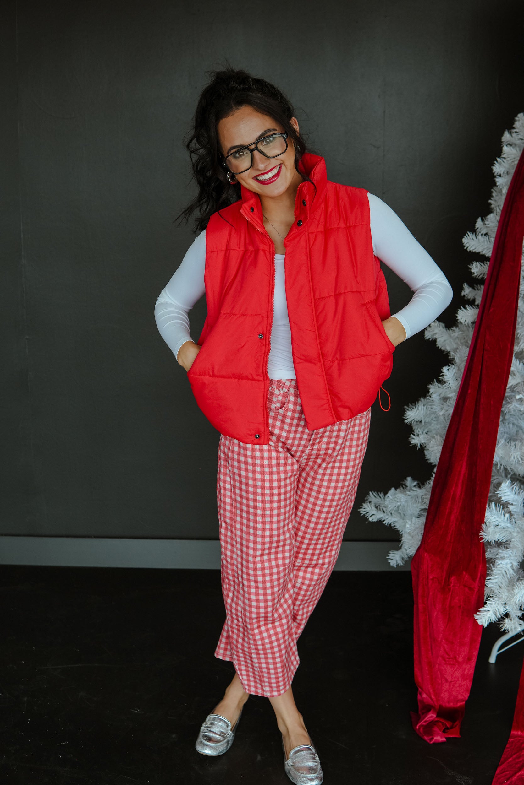 Up to Snow Good Puffer Vest - Bright Coral Red