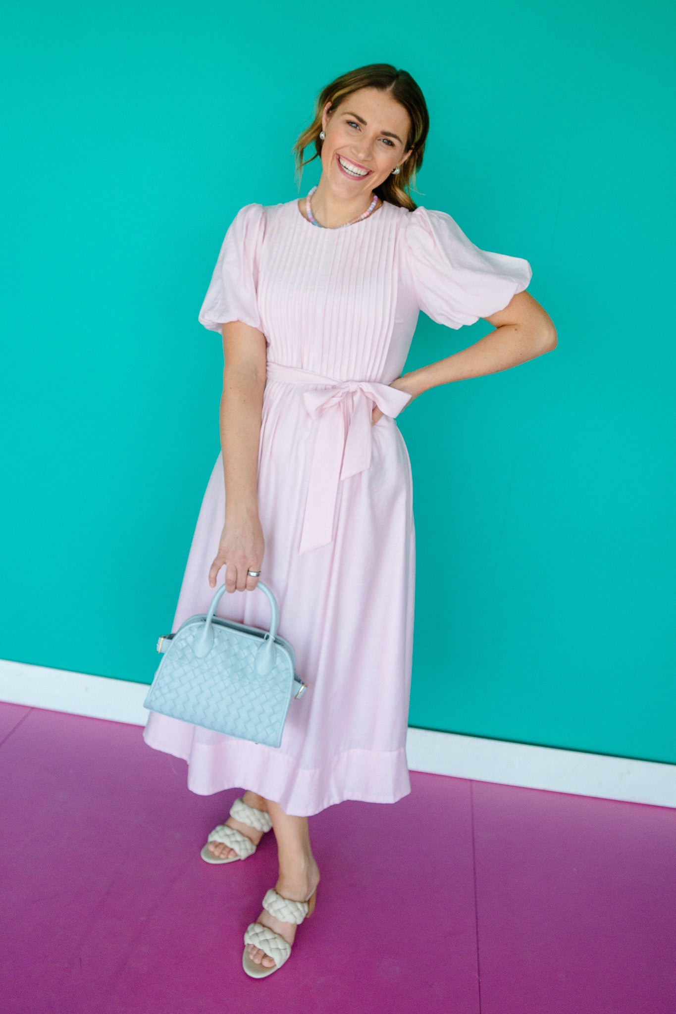 Lana Pintuck Puff Sleeve Dress