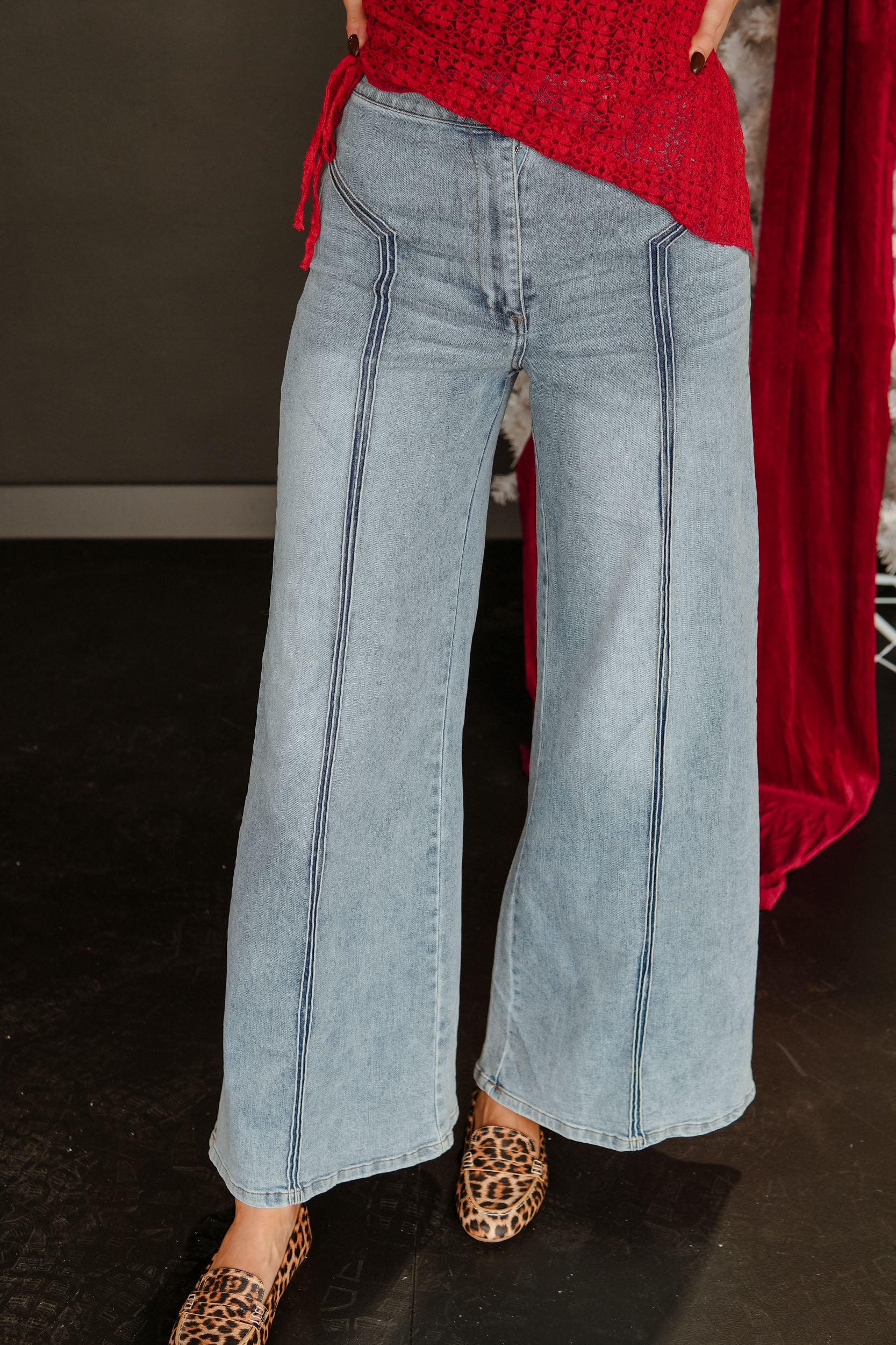 Lotus Flare Denim Pants - Light Wash