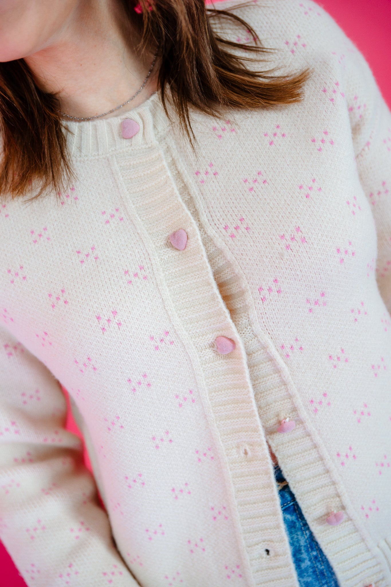 Carsyn Button Up Cardigan - Pink Beige + Rose