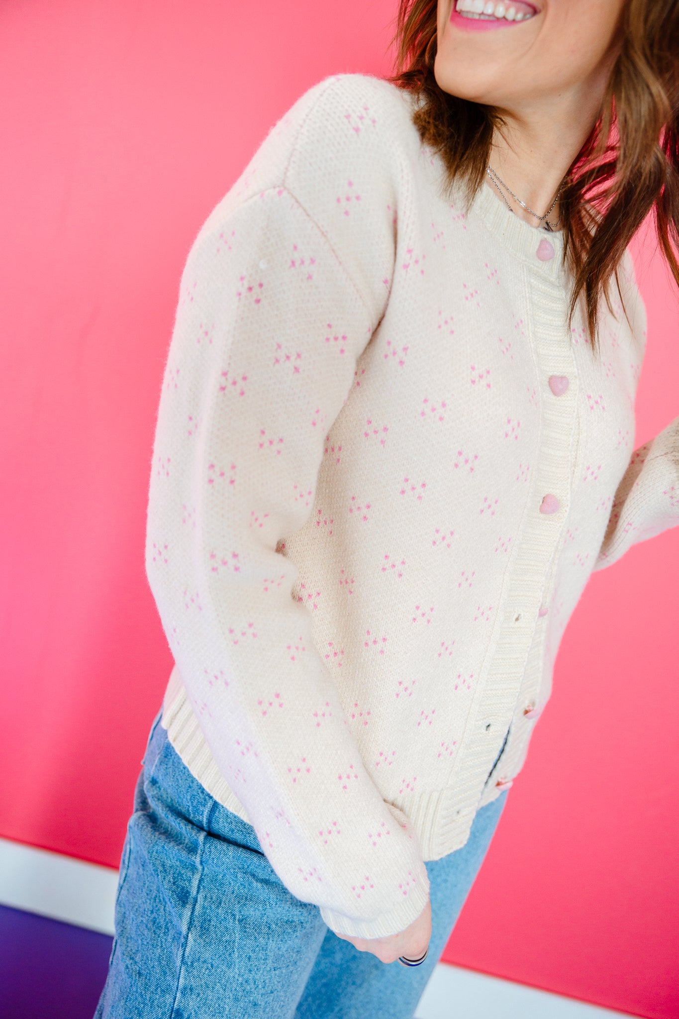 Carsyn Button Up Cardigan - Pink Beige + Rose