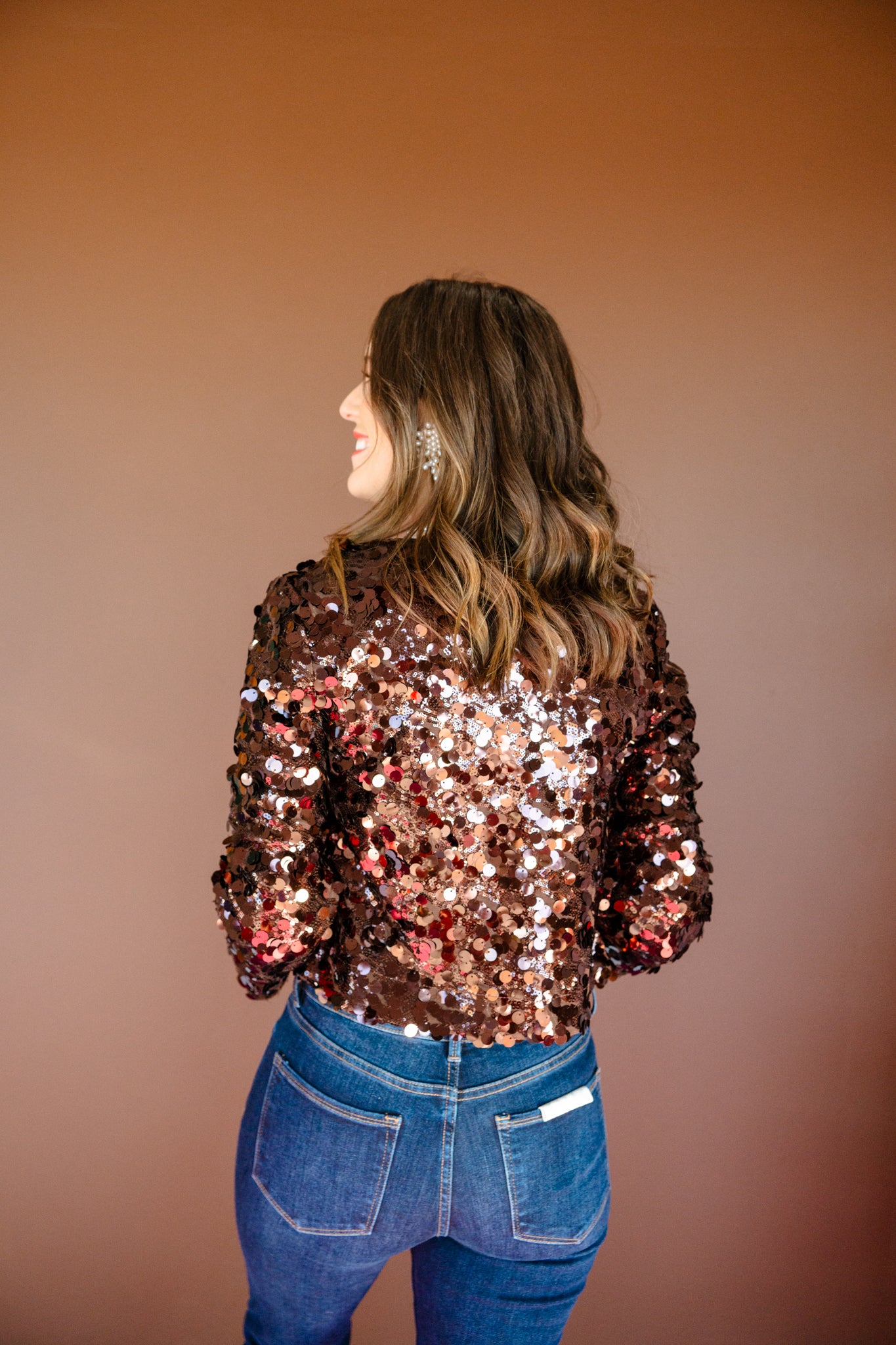 Lindy Sequin Cardigan - Dark Brown
