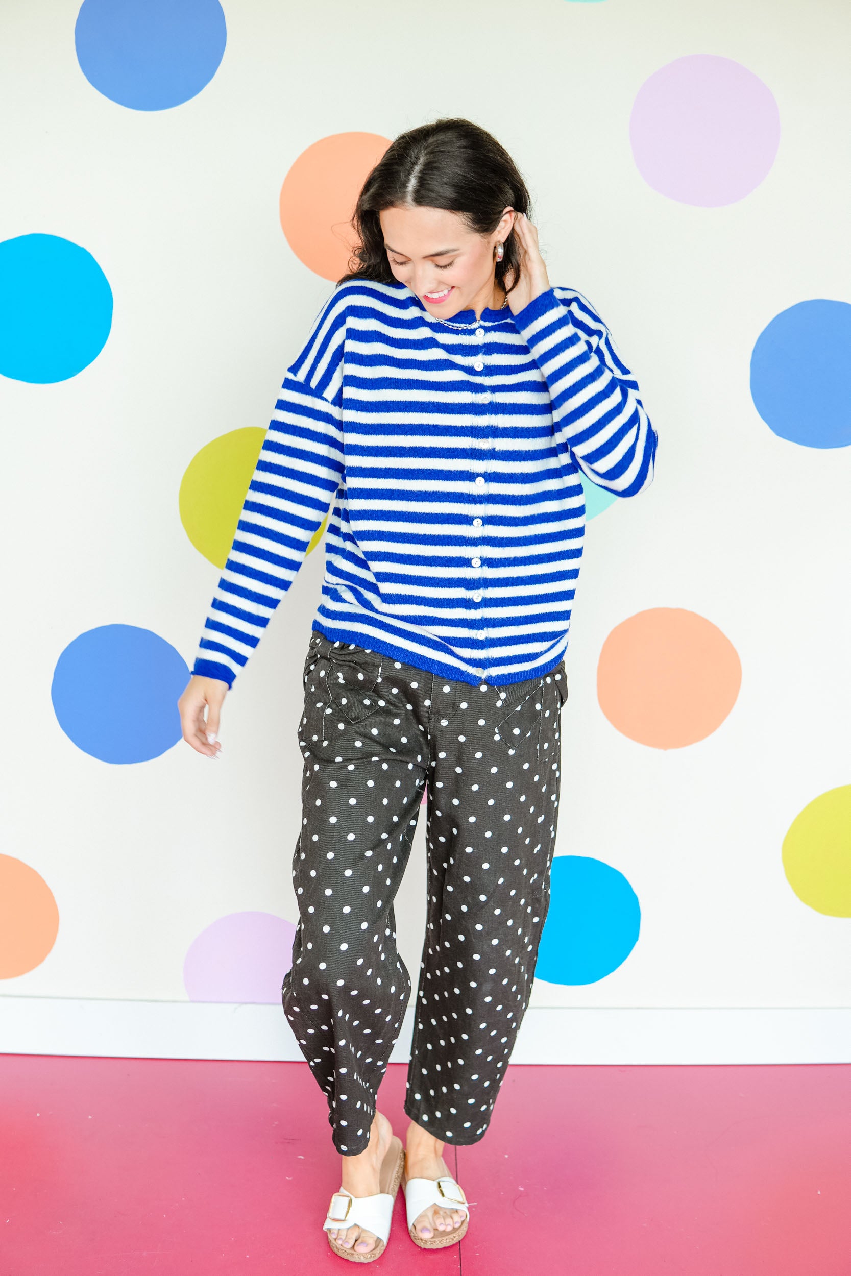 Meant to Last Striped Cardigan - Bright Navy + White