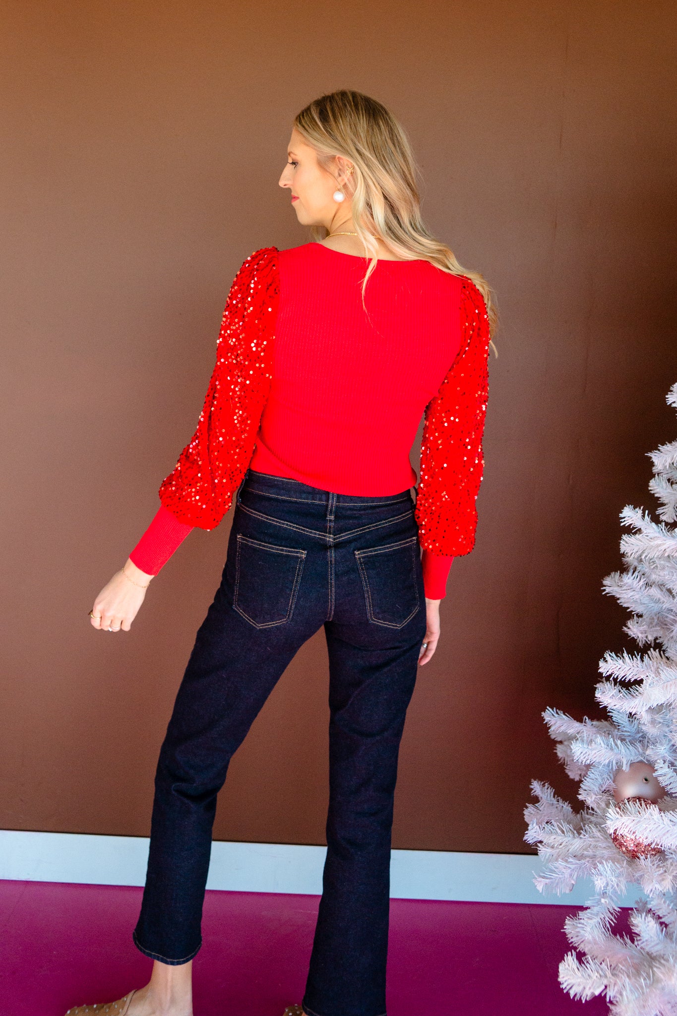 Marquise Sequin Sleeve Blouse