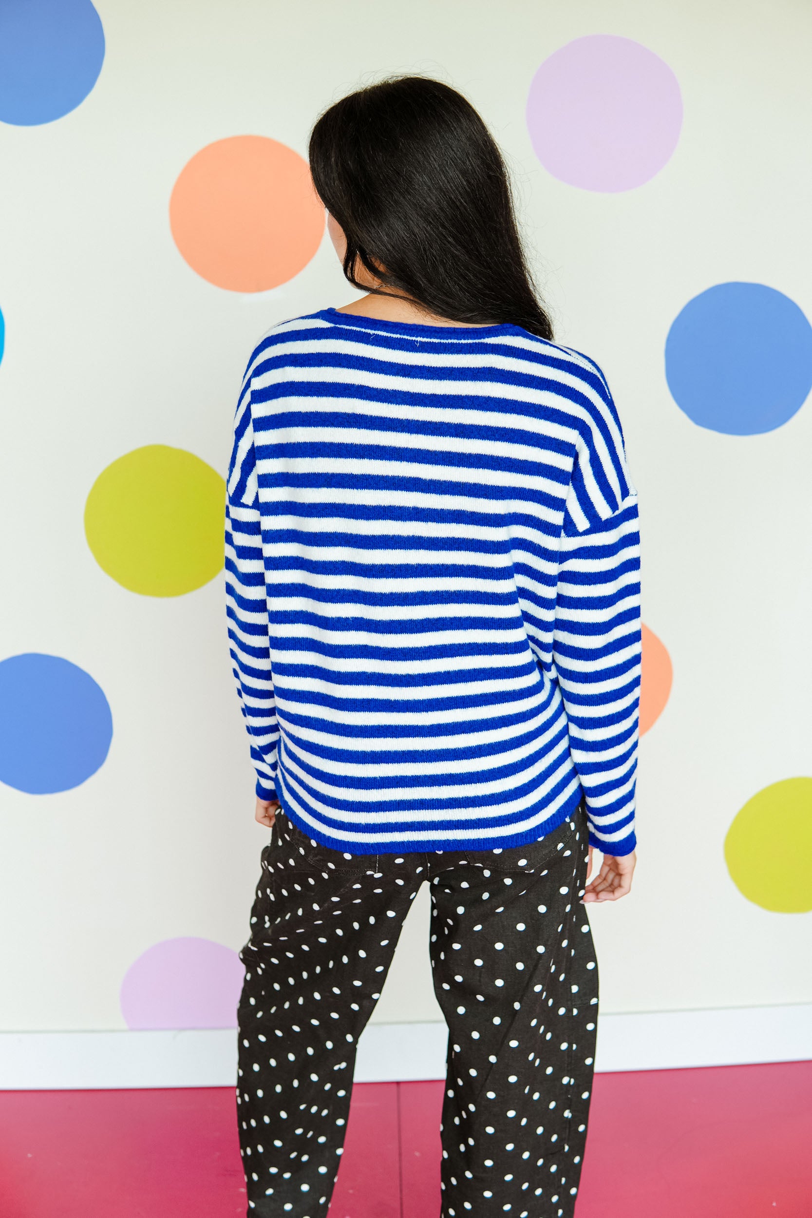Meant to Last Striped Cardigan - Bright Navy + White