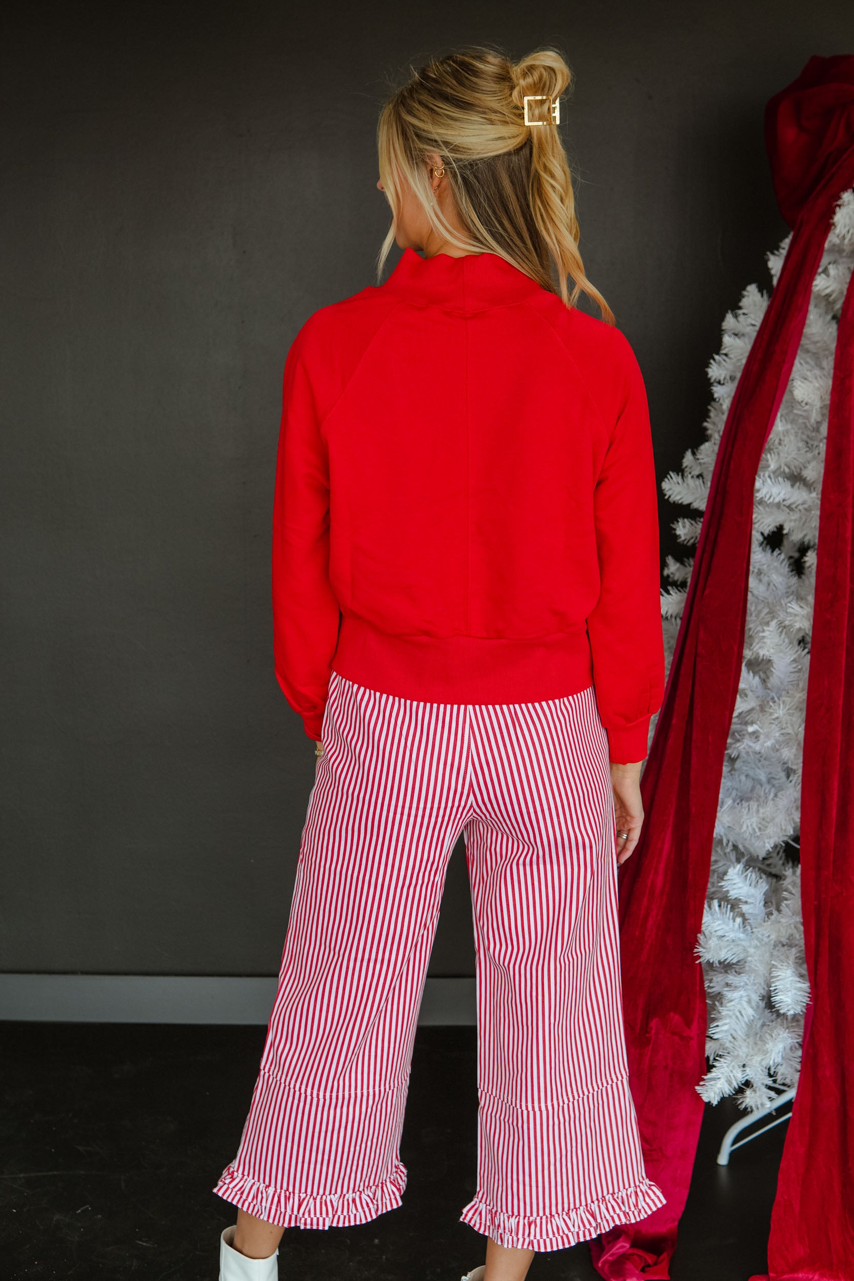 Connie Mock Neck Sweatshirt - True Red