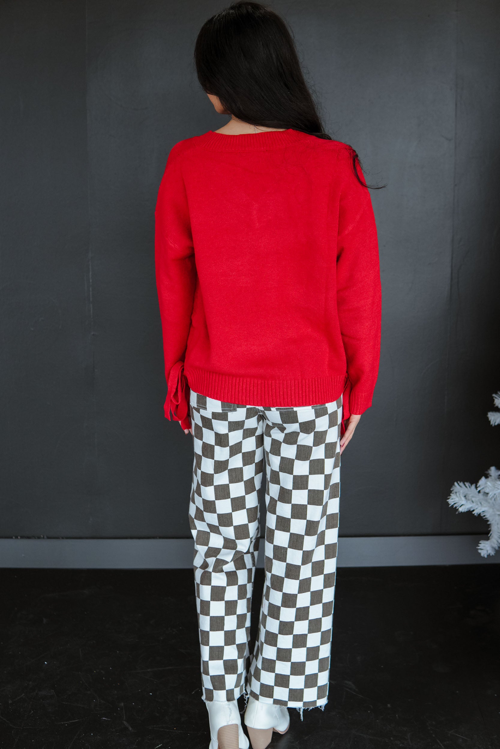 Holiday Spirit V-neck Sweater - Cool Red