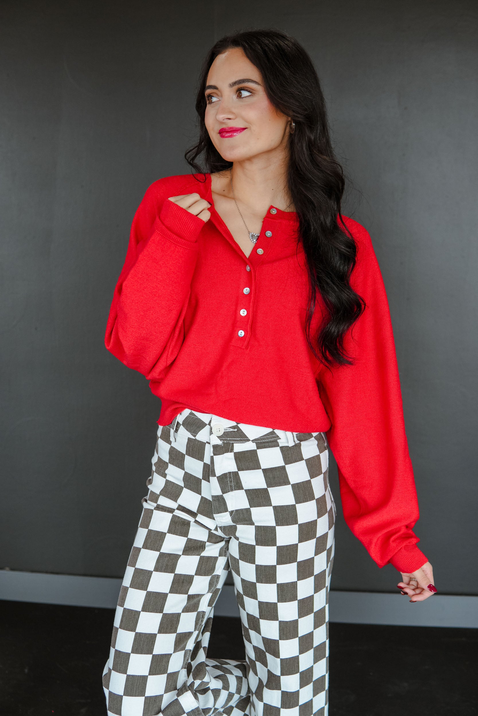 Gwen Henley Sweater - True Red