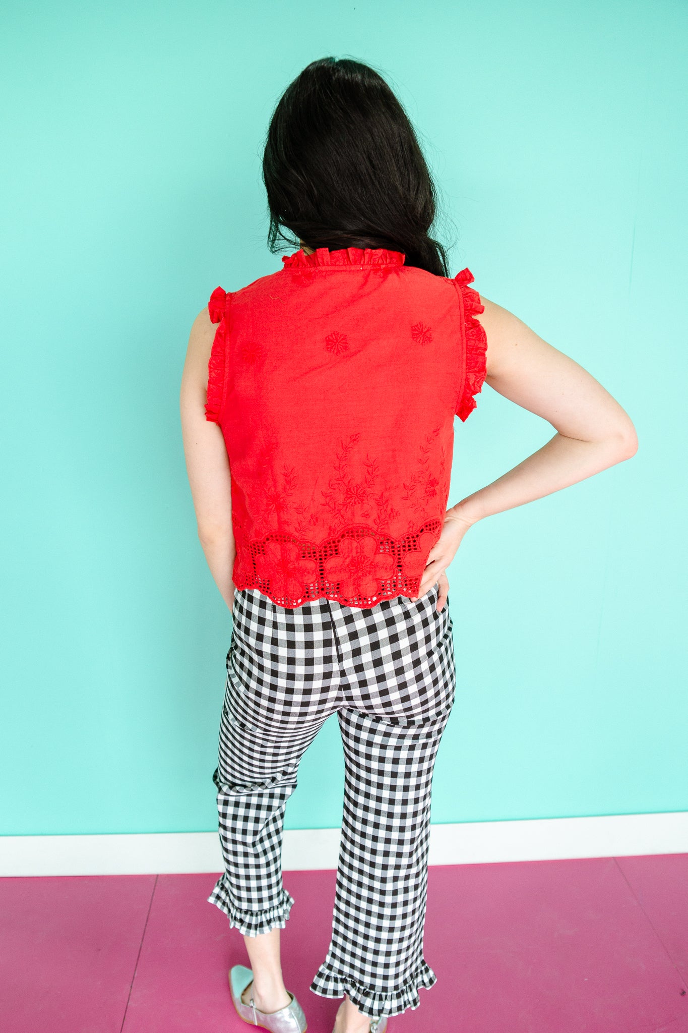 Edith Ruffle Front Tie Babydoll Top