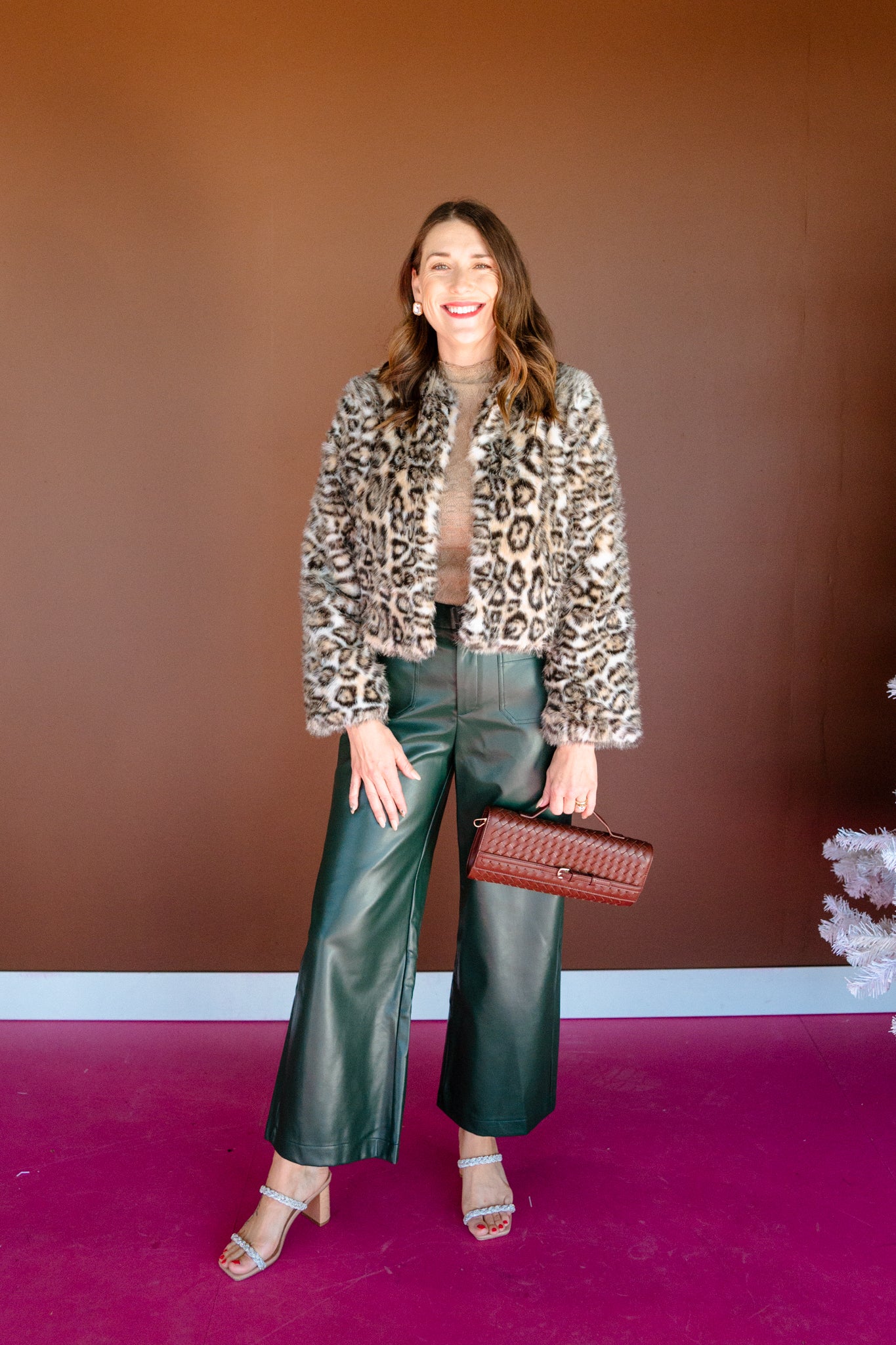 Victoria Faux Fur Leopard Jacket - Tan + Cream