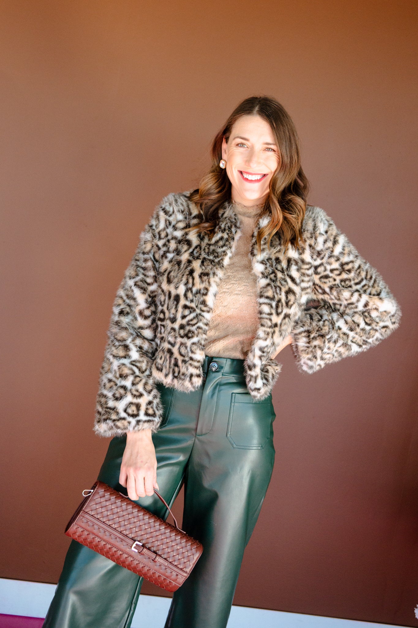 Victoria Faux Fur Leopard Jacket - Tan + Cream