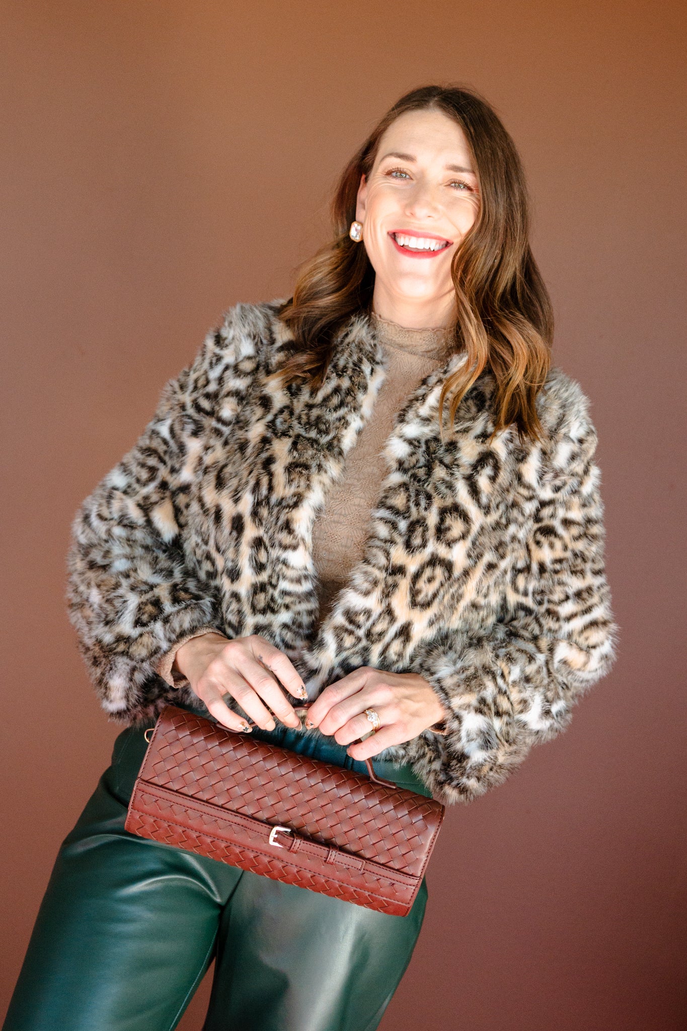 Victoria Faux Fur Leopard Jacket - Tan + Cream