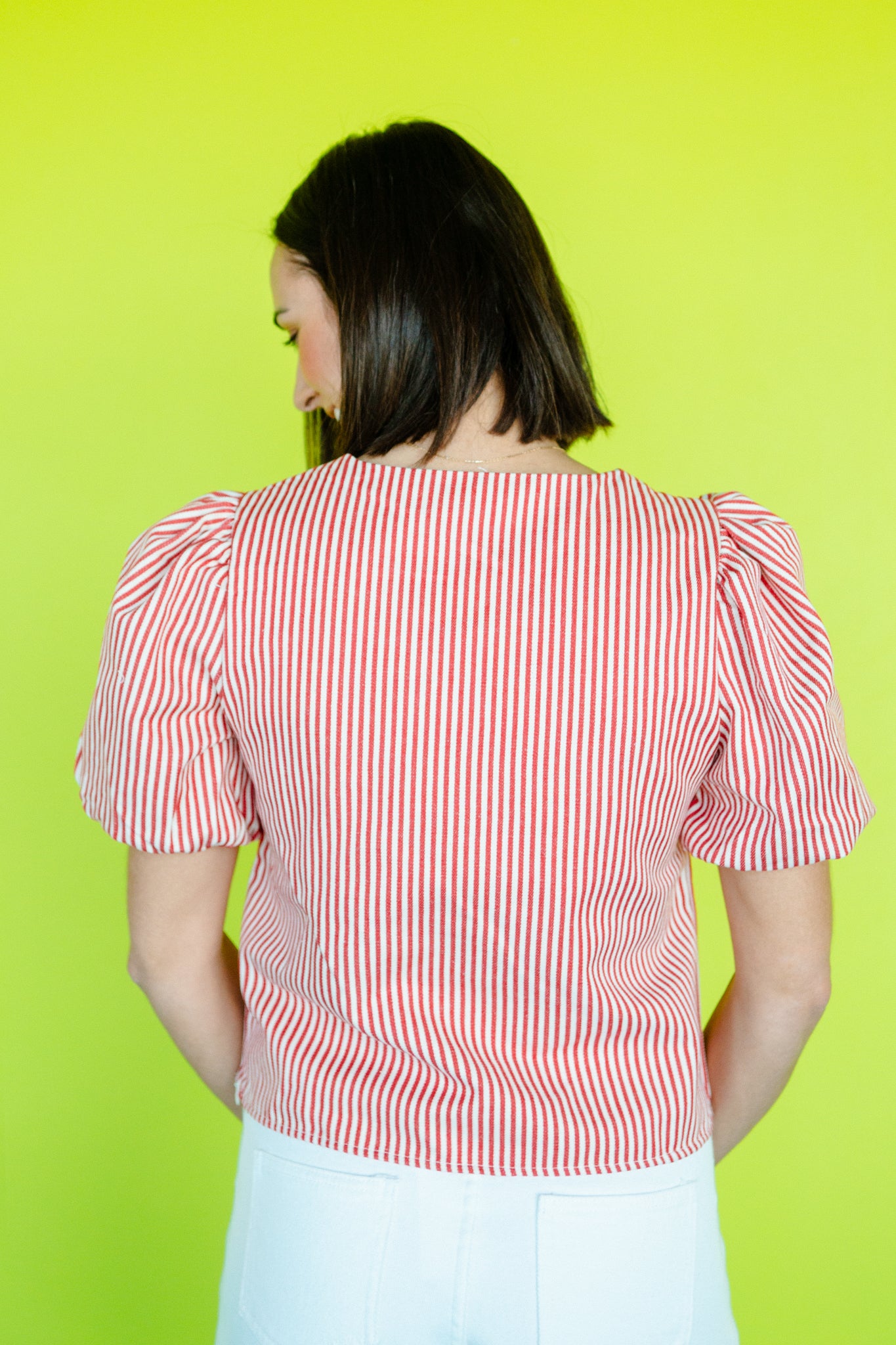 Kiera Puff Sleeve Top - Brick + Oyster