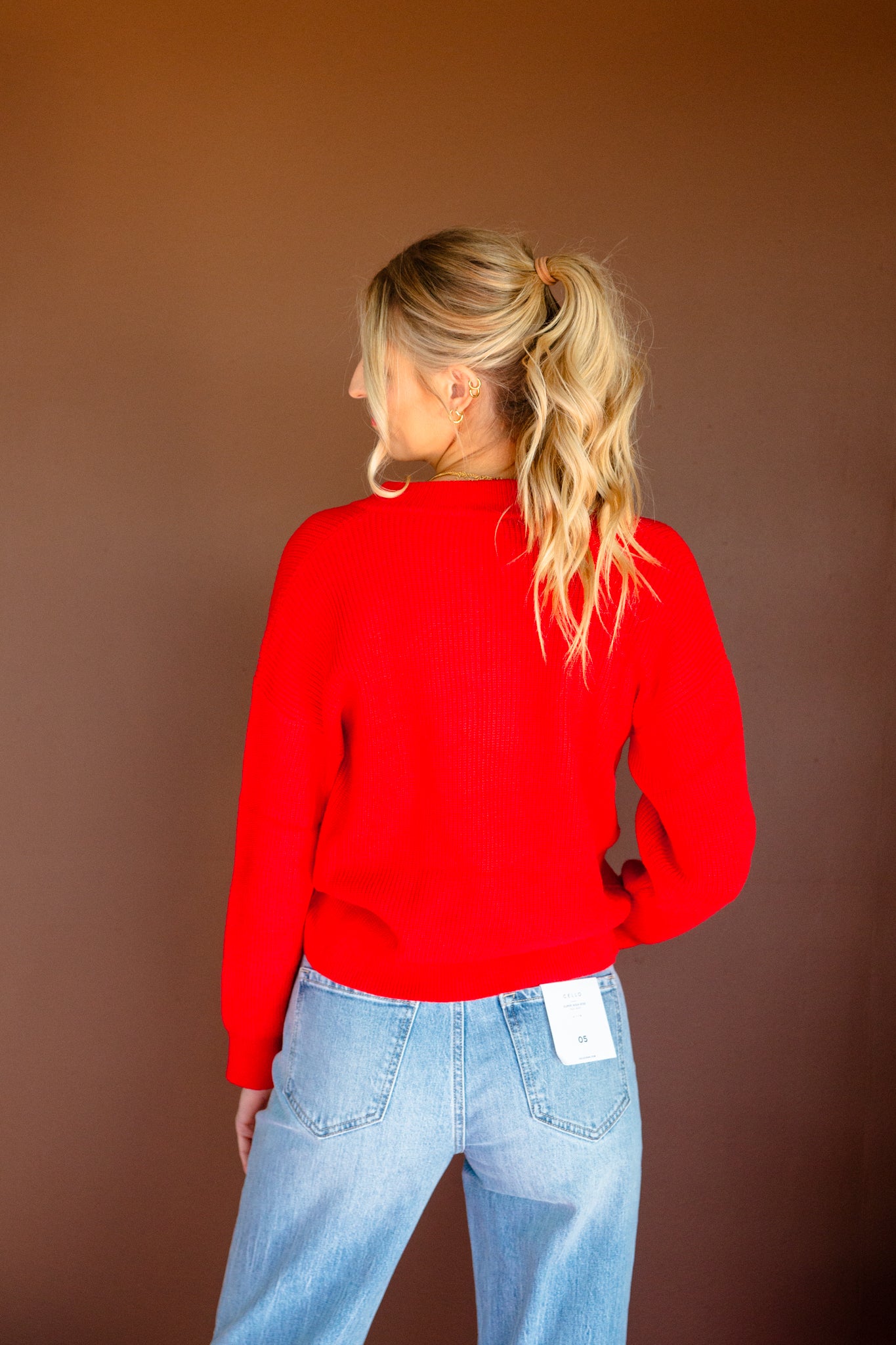 Brielle Henley Sweater - True Red