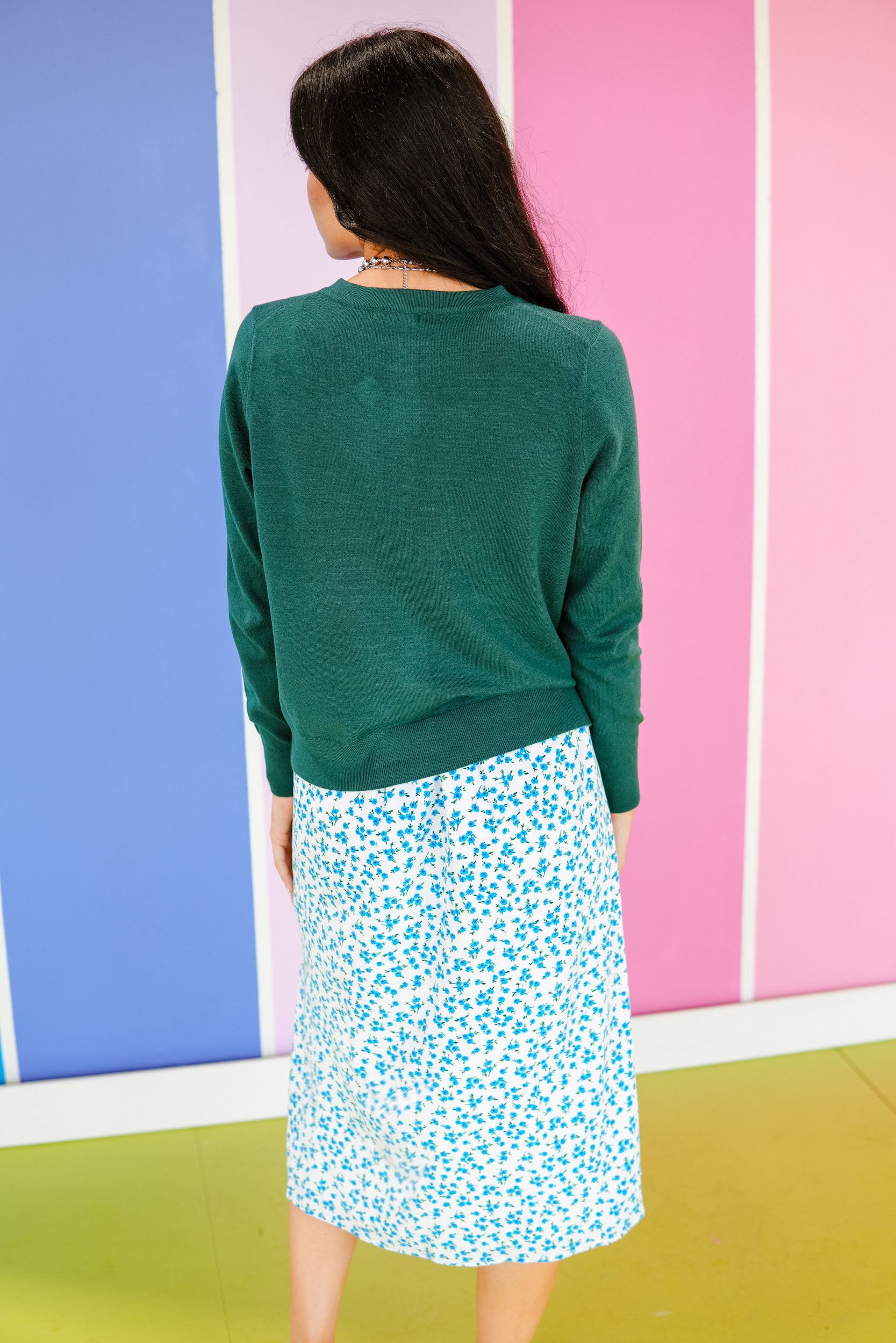 Instant Classic Crew Neck Cardigan - Cool Green