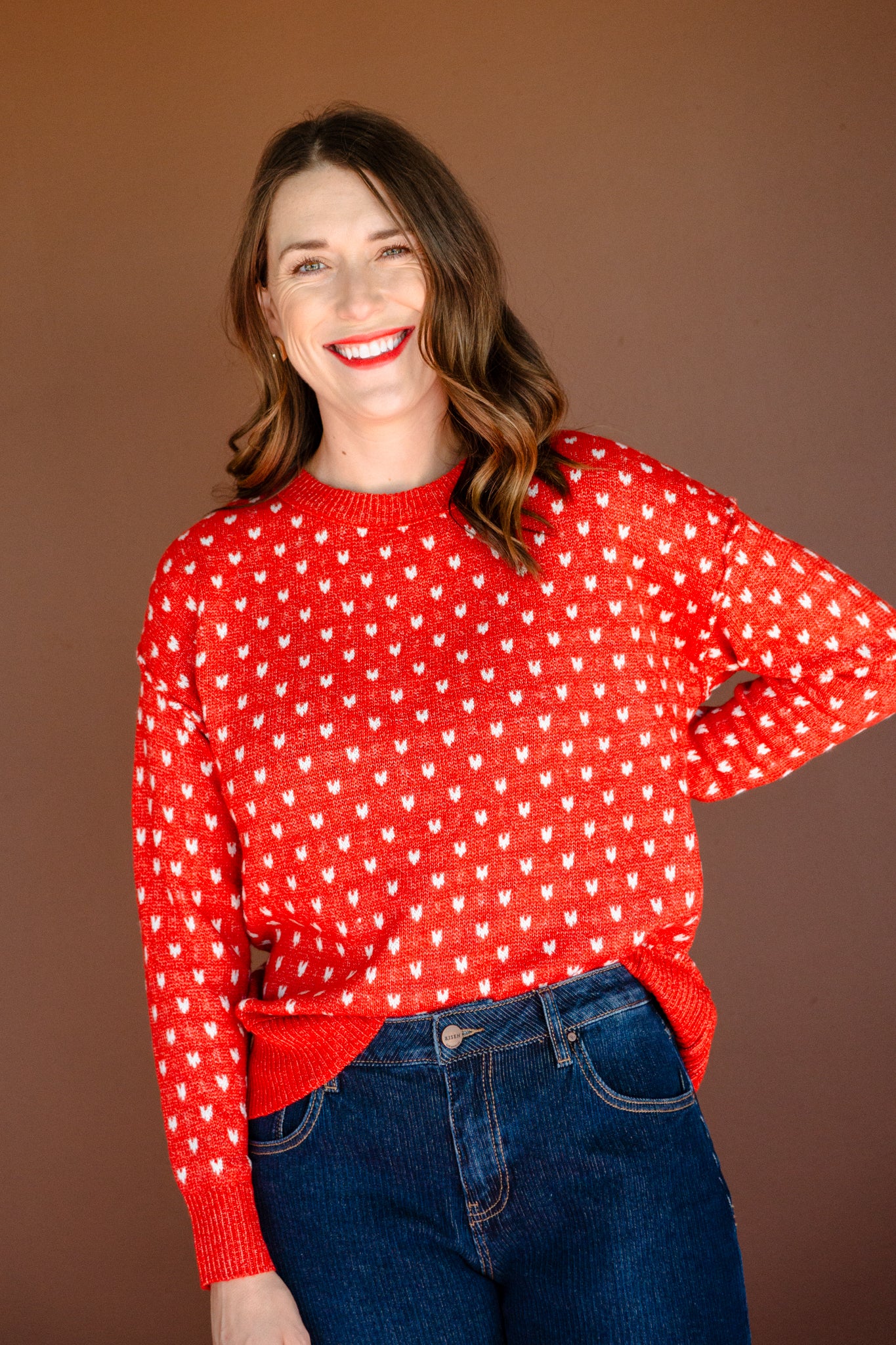 Carlie Crewneck Sweater - Rust + Oyster