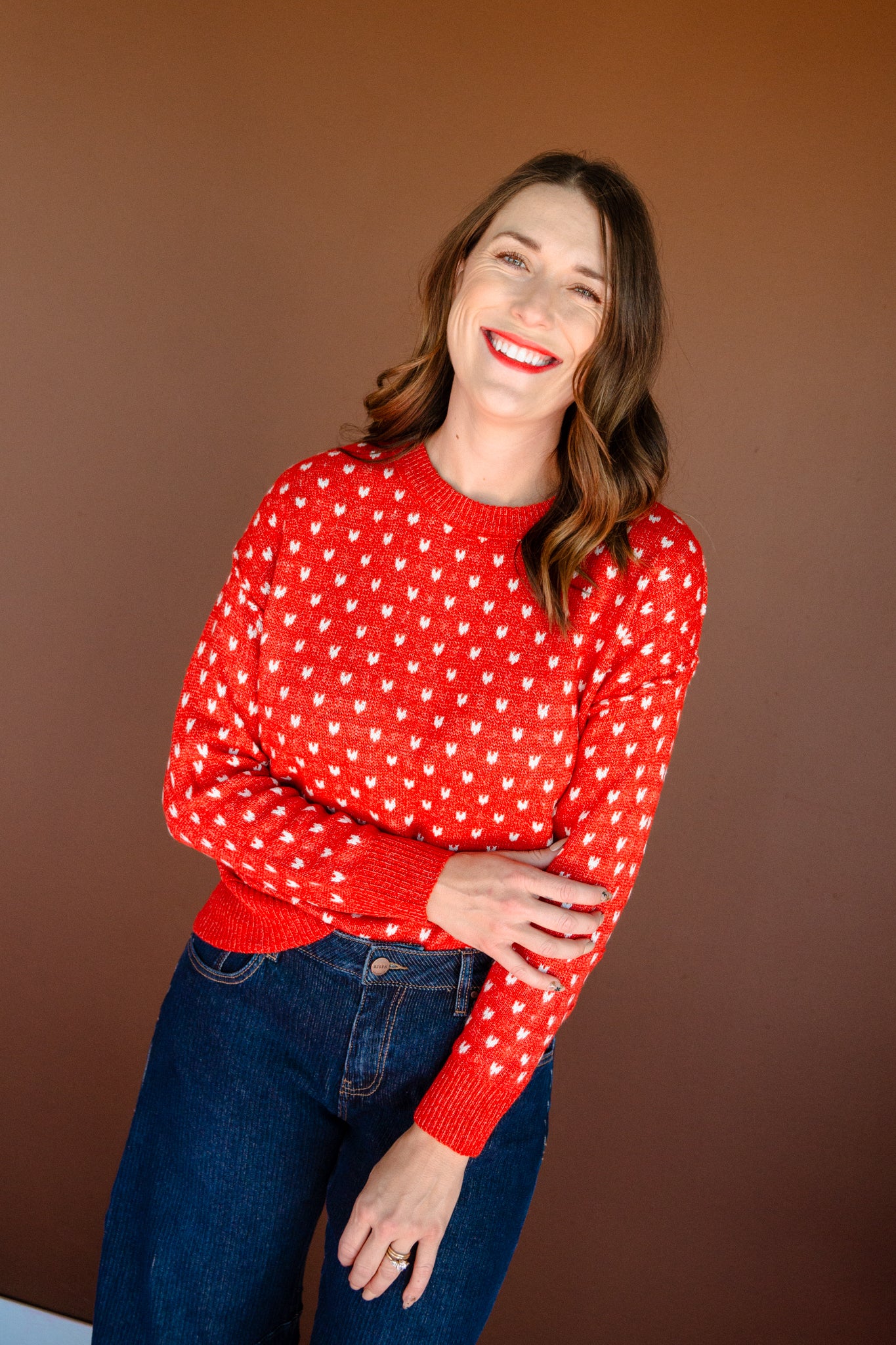 Carlie Crewneck Sweater - Rust + Oyster