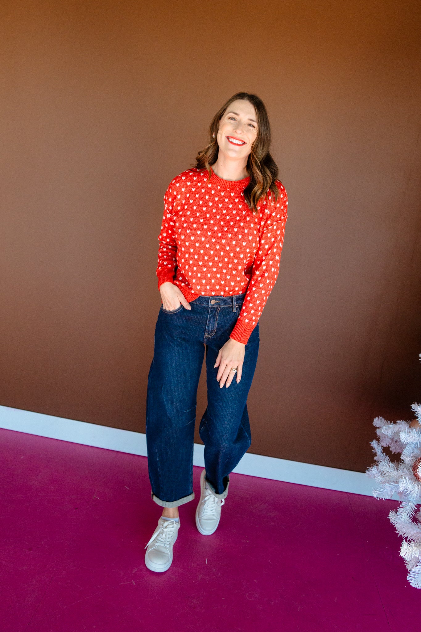 Carlie Crewneck Sweater - Rust + Oyster