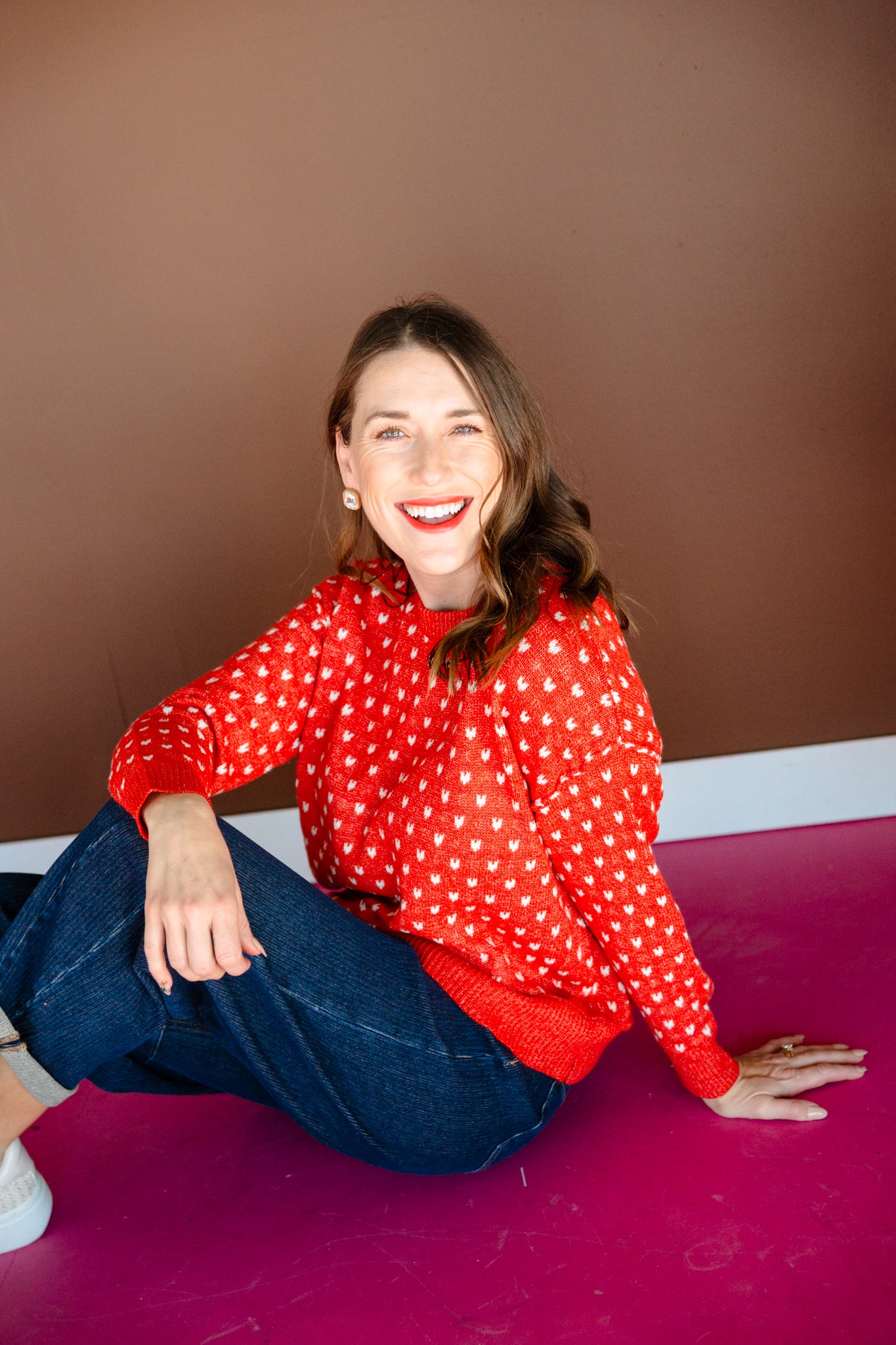 Carlie Crewneck Sweater - Rust + Oyster