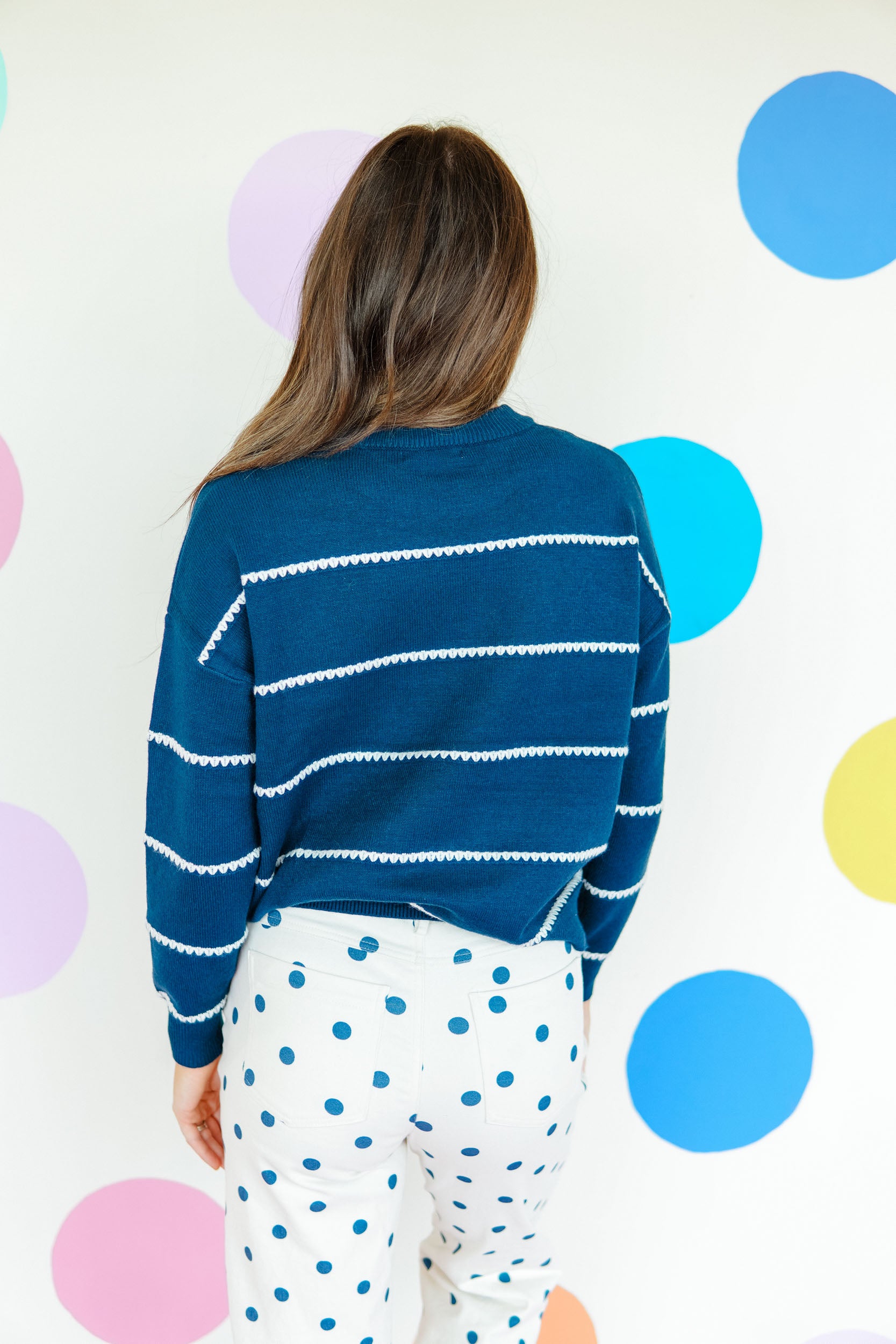 Lucky Find Striped Sweater - Marine Navy