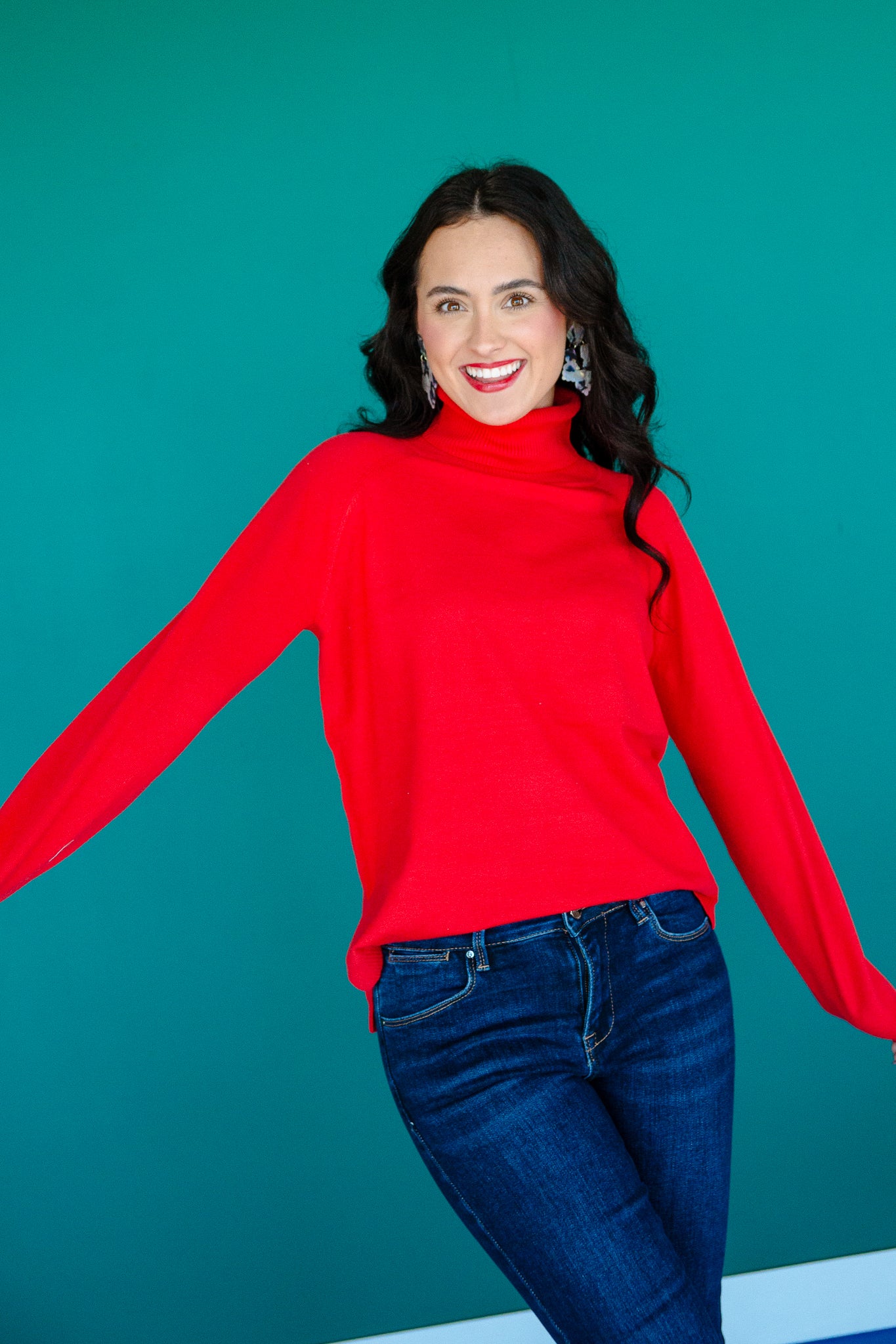 Gwen Turtleneck Sweater - Cool Red