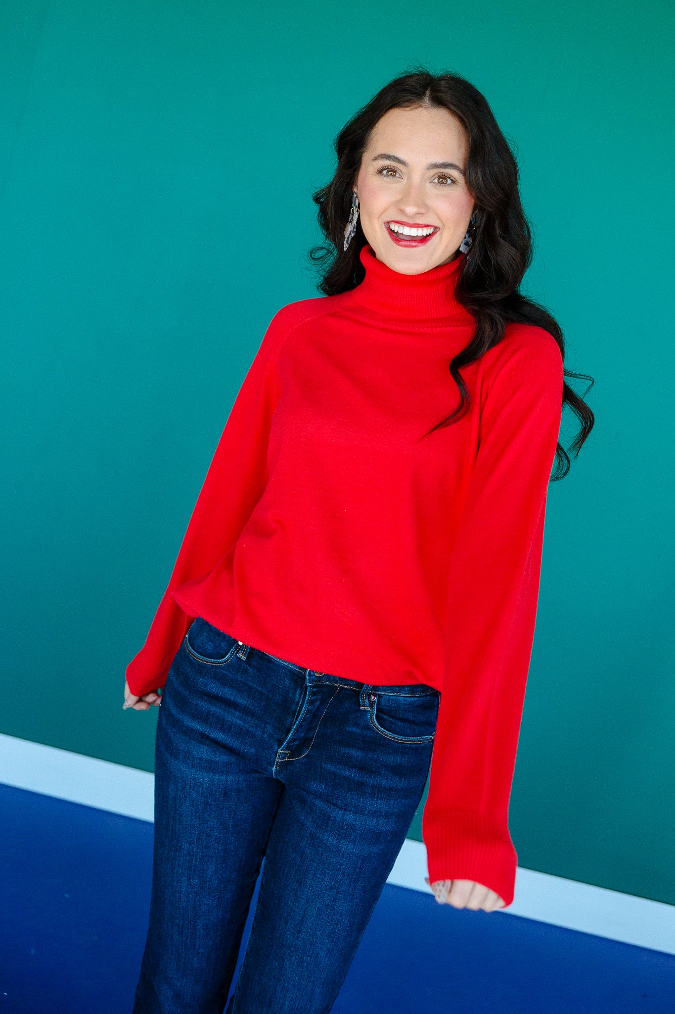 Gwen Turtleneck Sweater - Cool Red