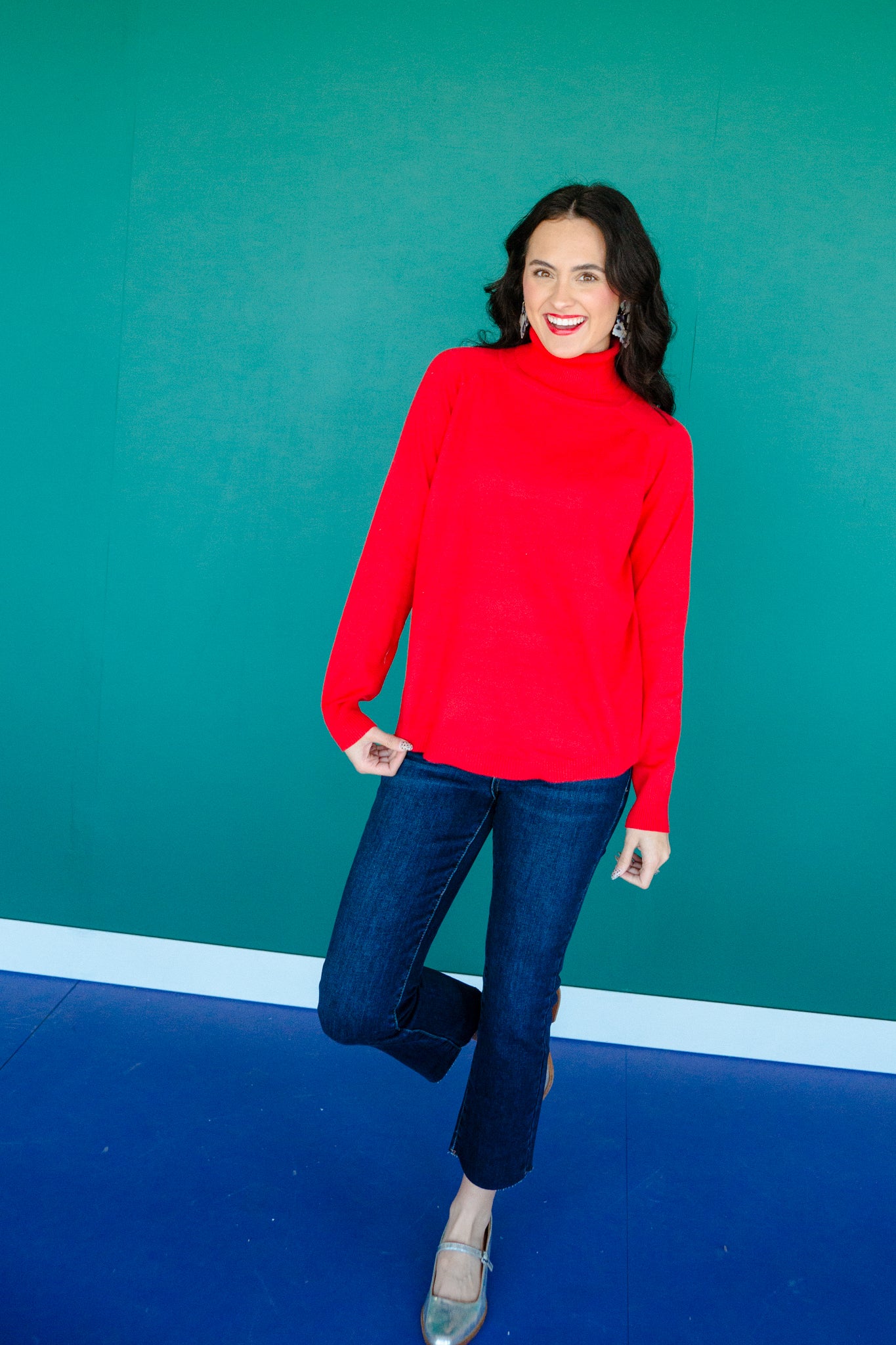 Gwen Turtleneck Sweater - Cool Red