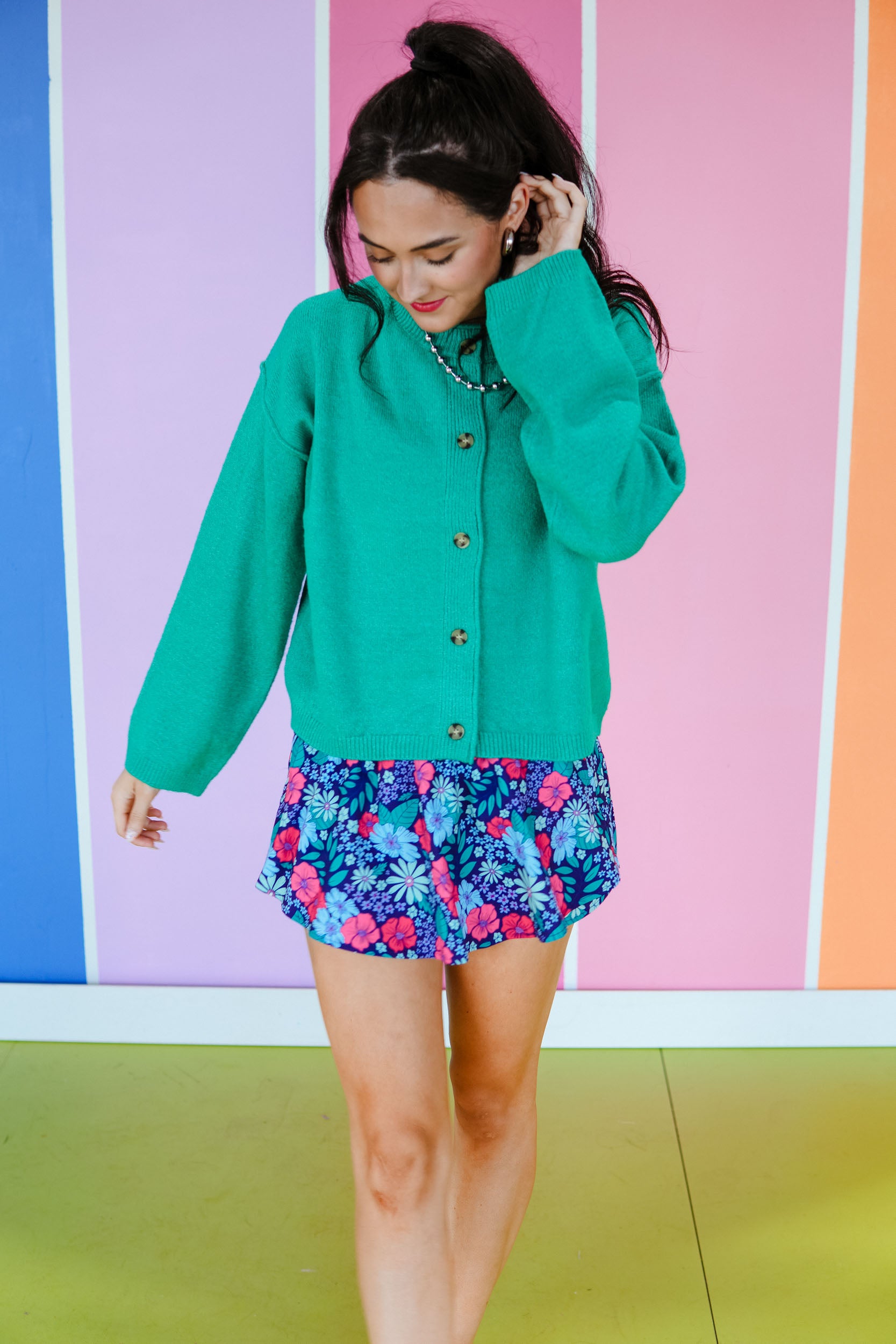 Sweet on You Crewneck Cardigan - Light Emerald