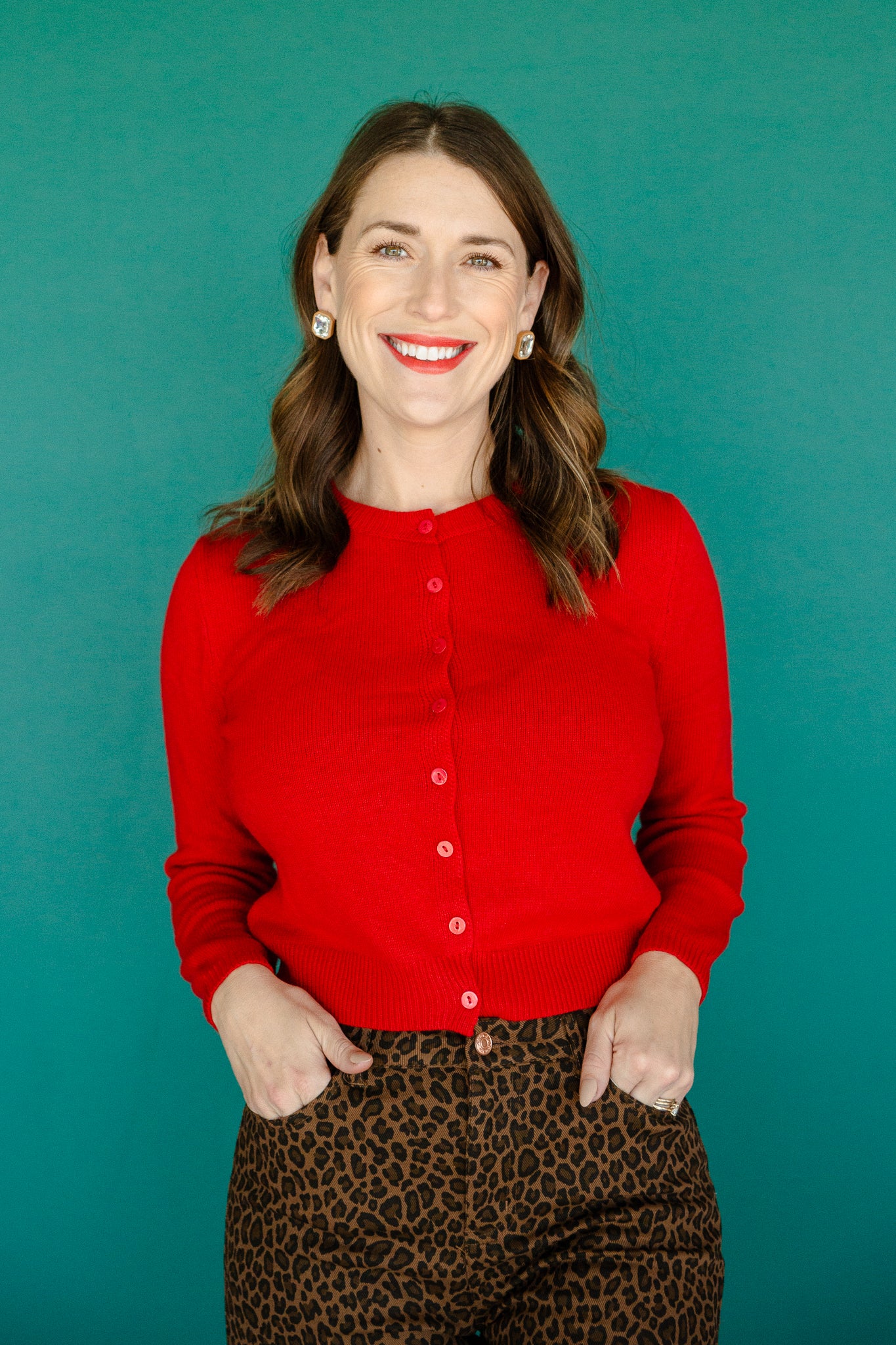 Lana Button Cardigan - True Red