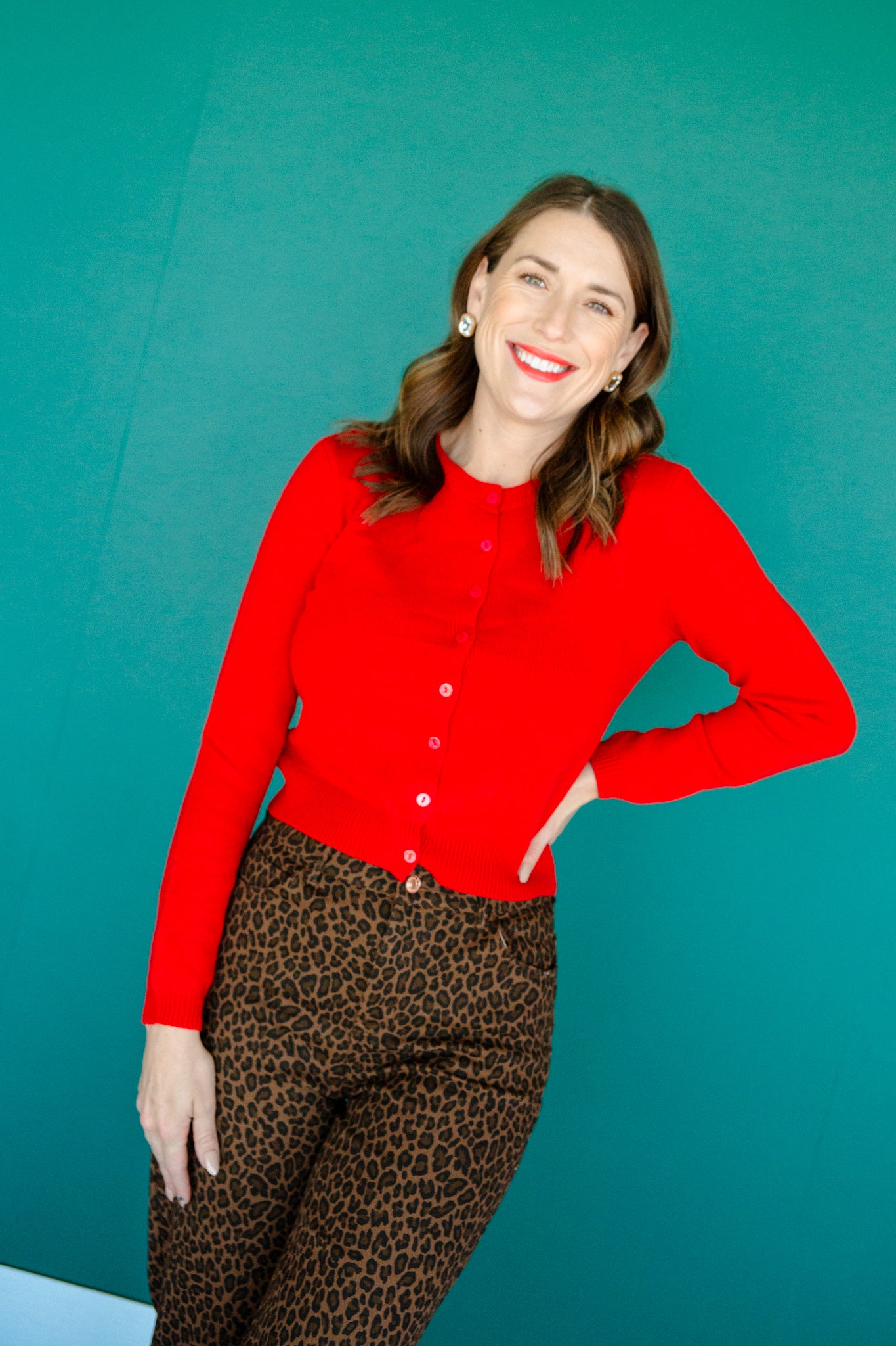 Lana Button Cardigan - True Red