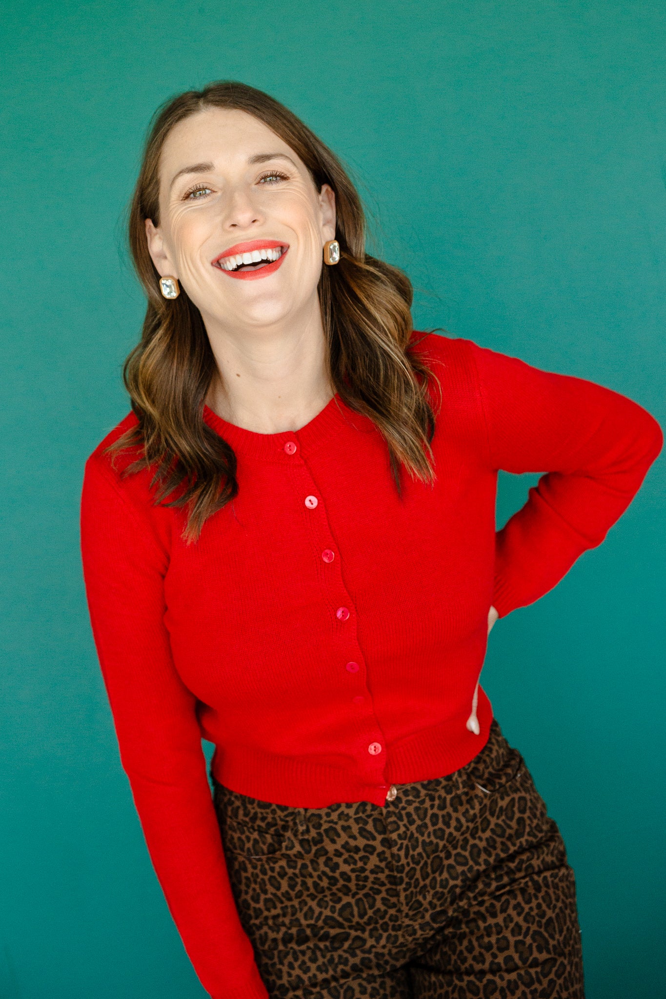 Lana Button Cardigan - True Red