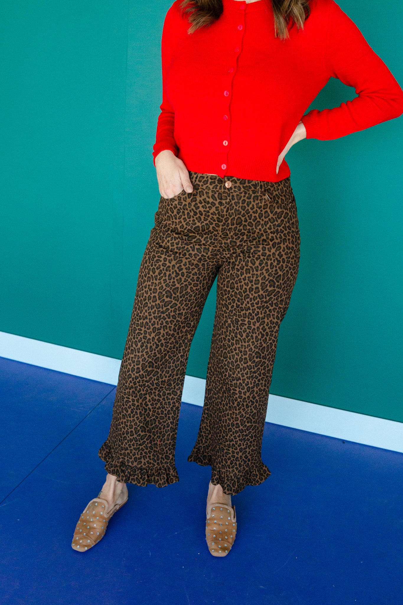 Sylvia Leopard Print Pants - Dark Brown