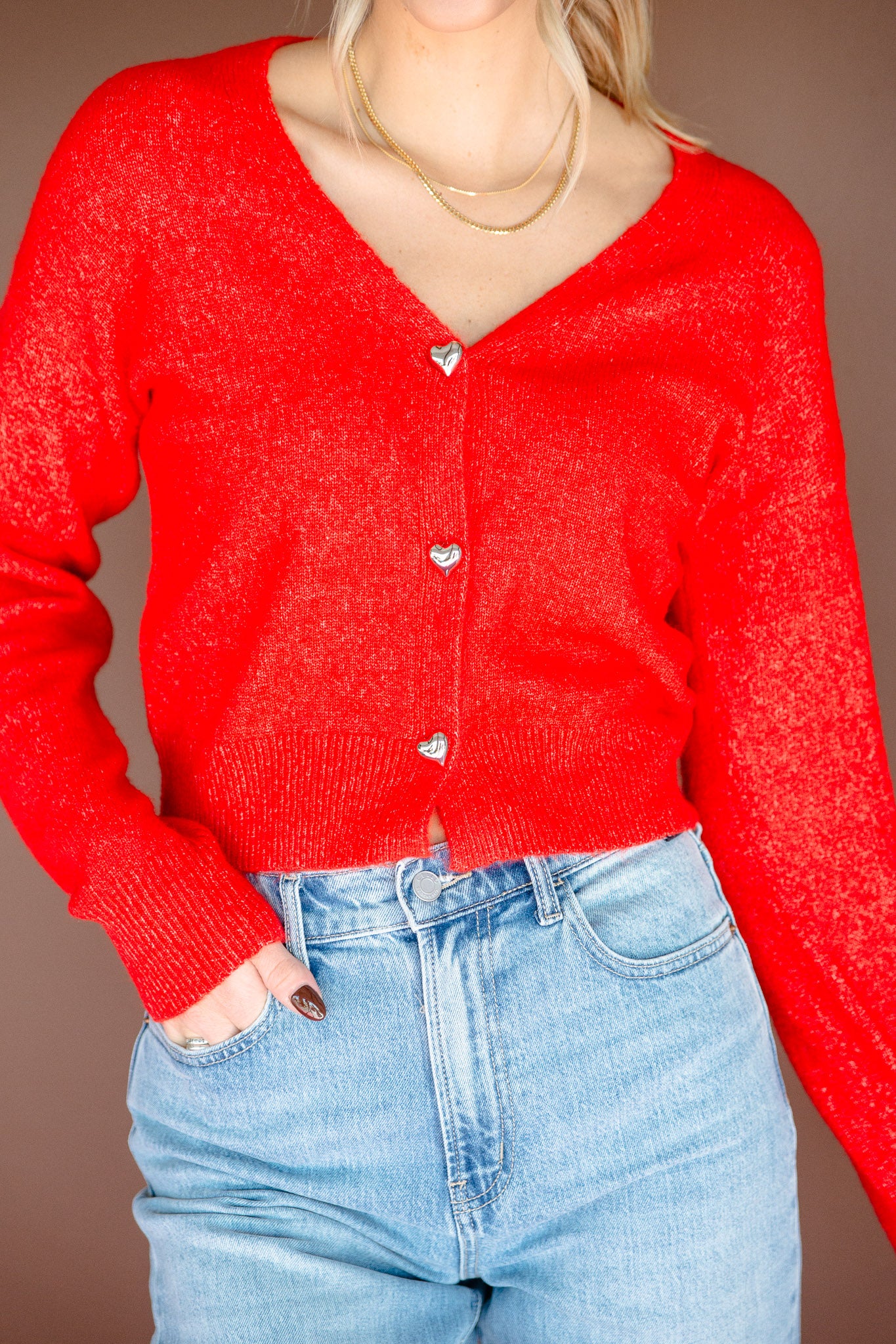 Laura Button Up Cardigan - Geranium