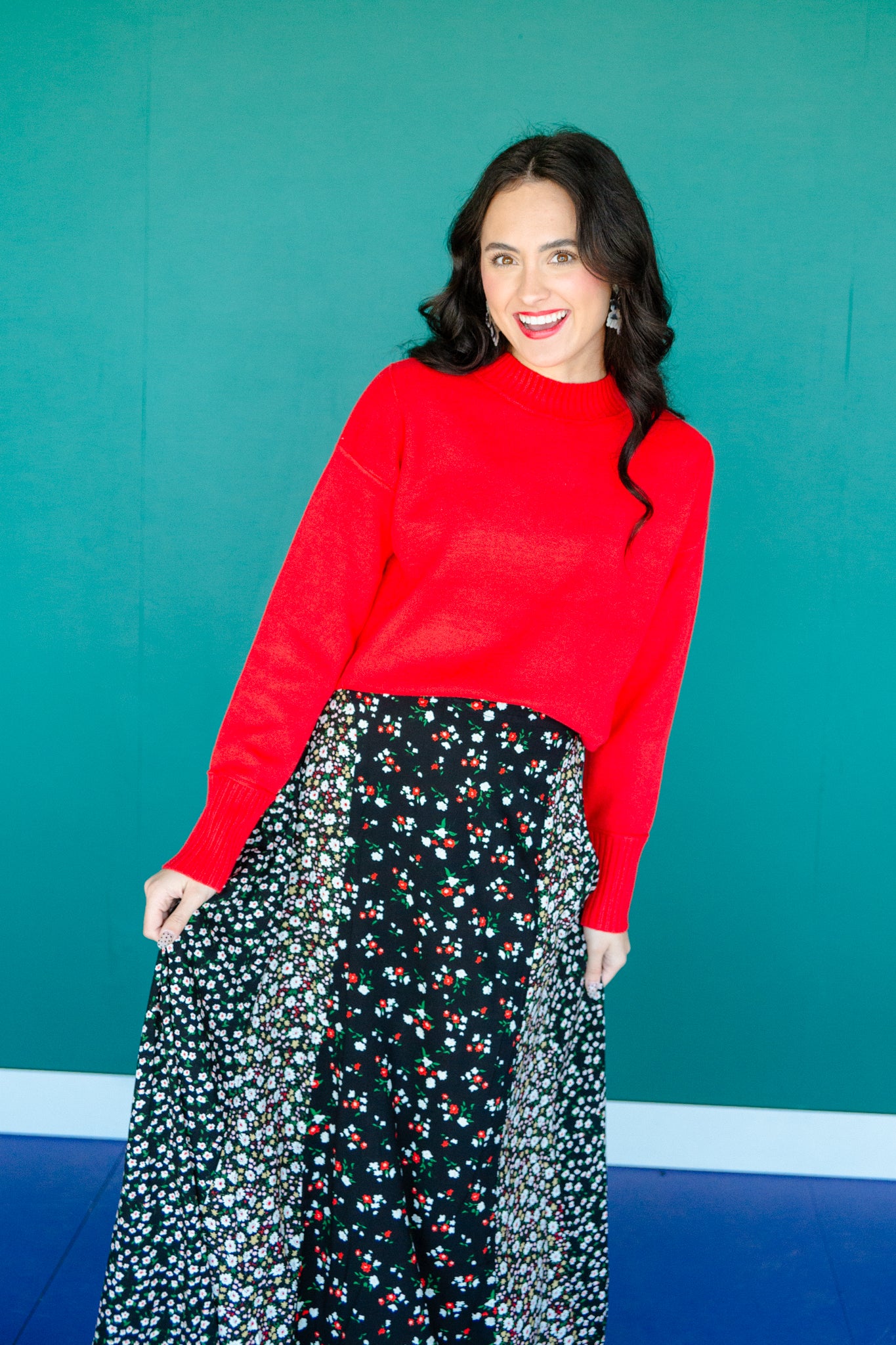 Amara Mock Neck Sweater - True Red