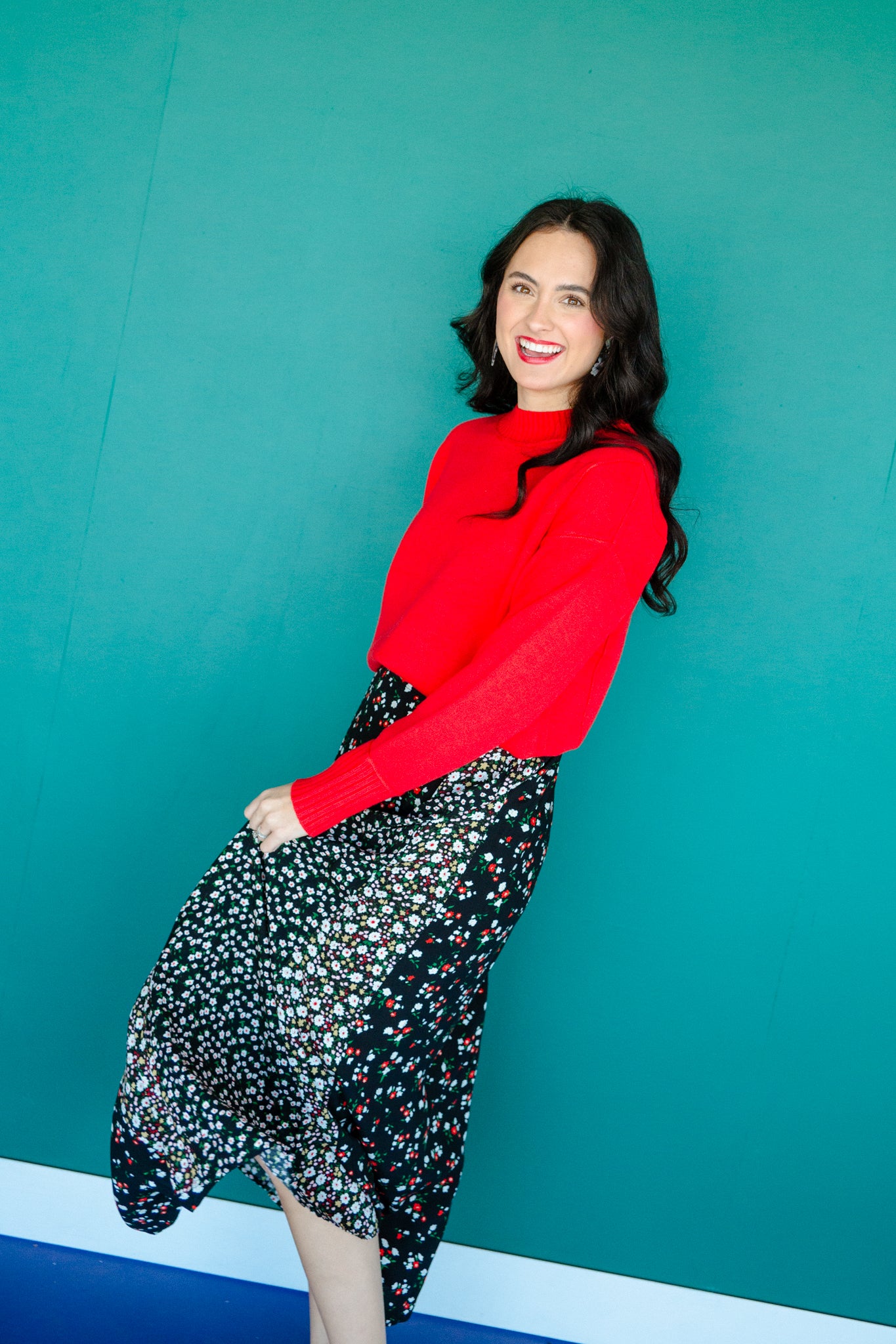 Amara Mock Neck Sweater - True Red