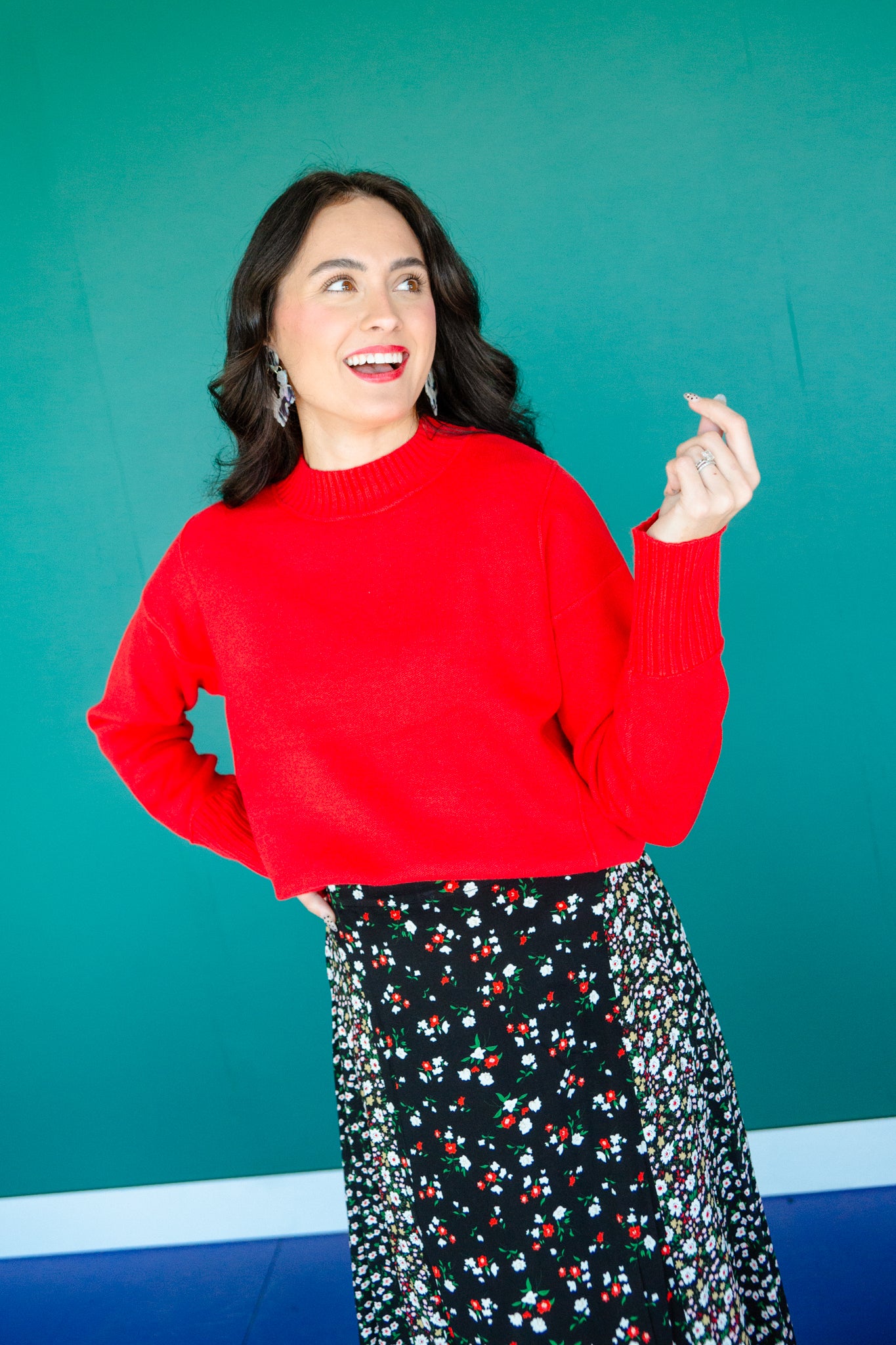 Amara Mock Neck Sweater - True Red