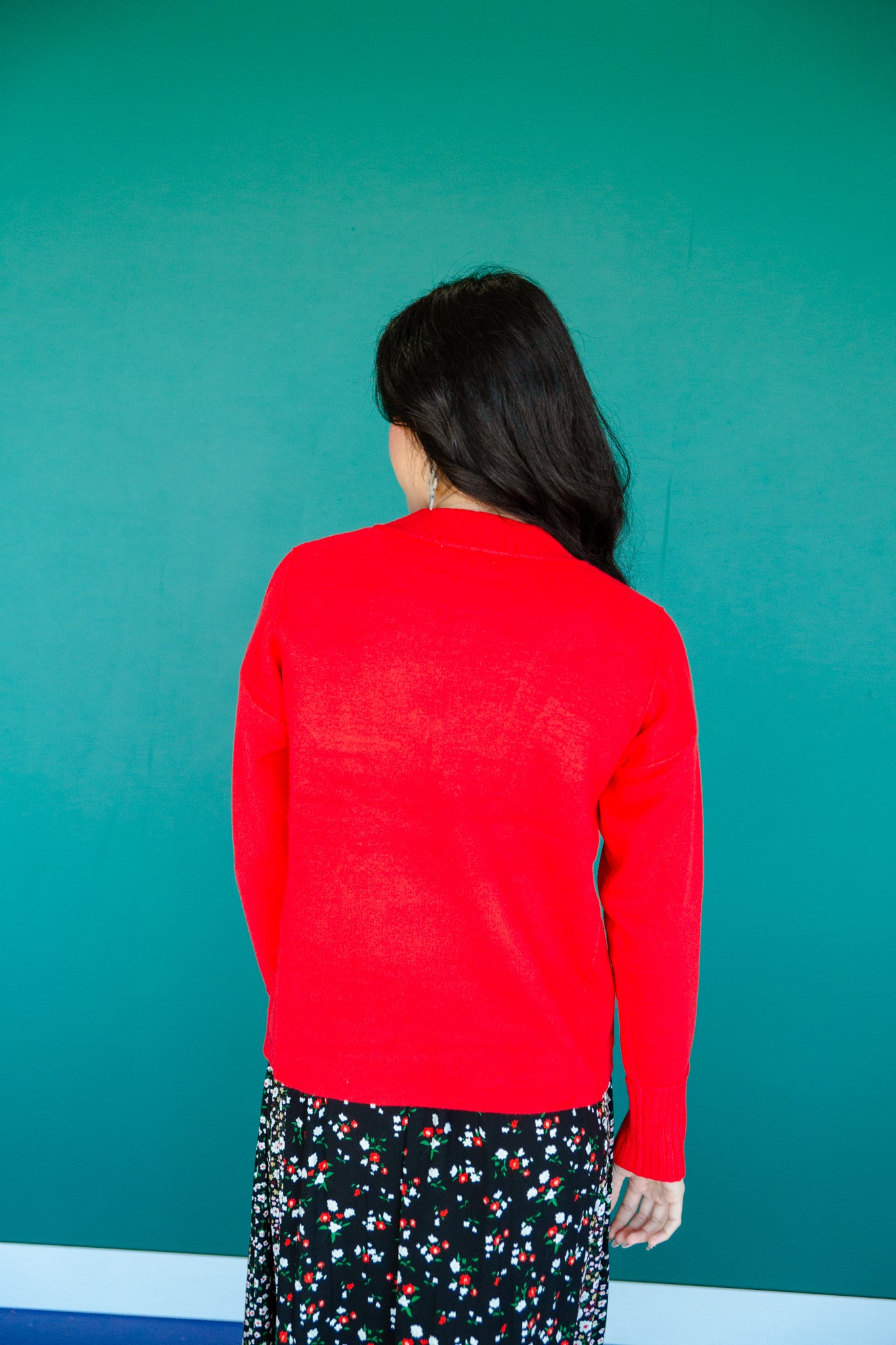 Amara Mock Neck Sweater - True Red