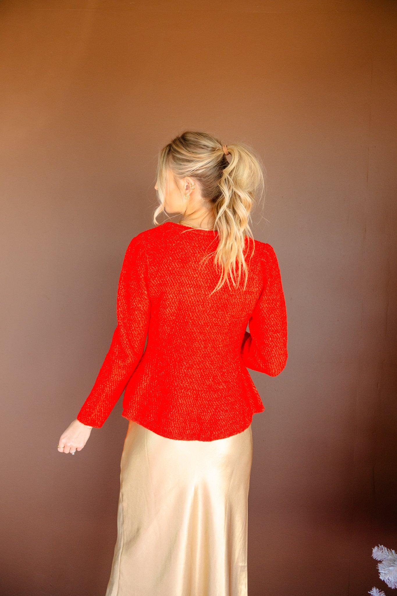 Diana Peplum Textured Cardigan - Geranium