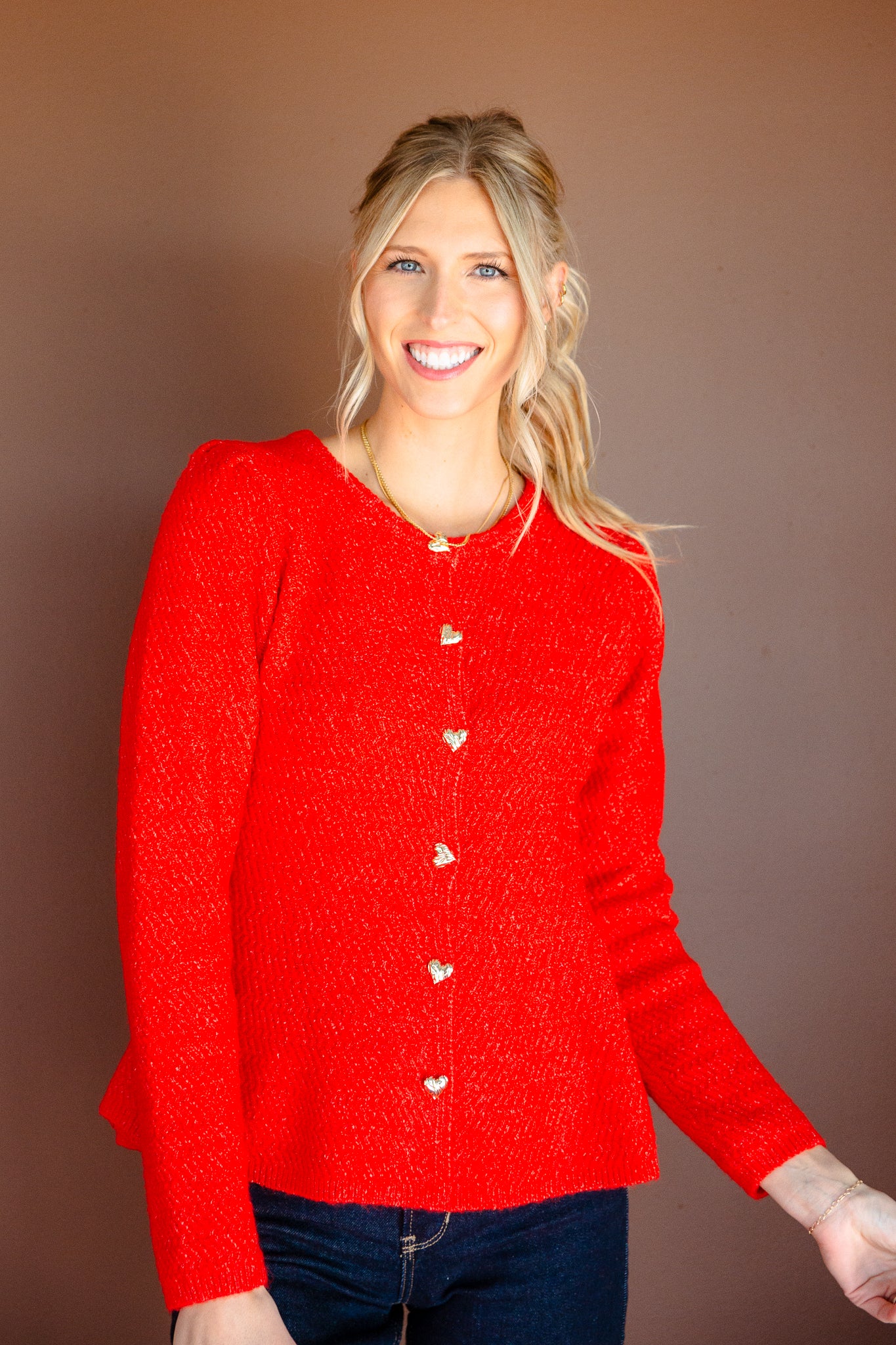 Diana Peplum Textured Cardigan - Geranium