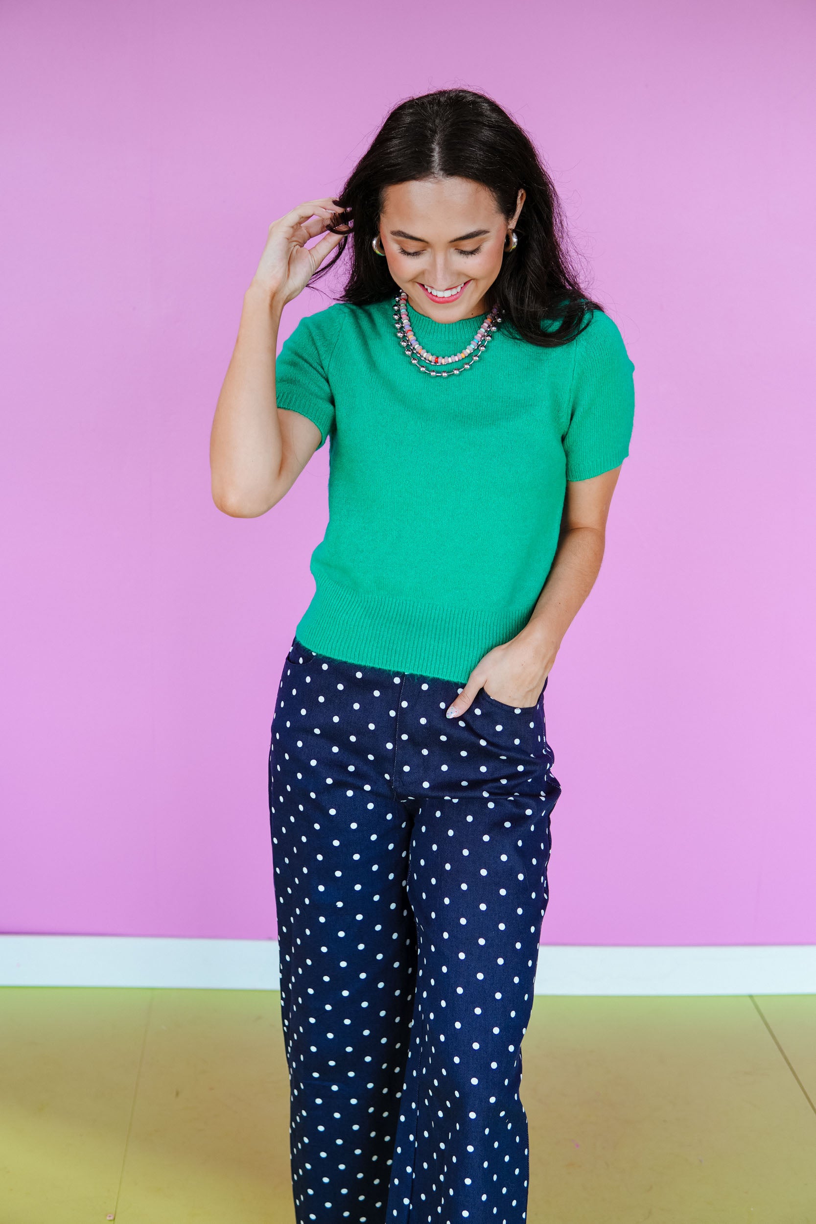 Vivienne Crewneck Short Sleeve Sweater - Light Emerald