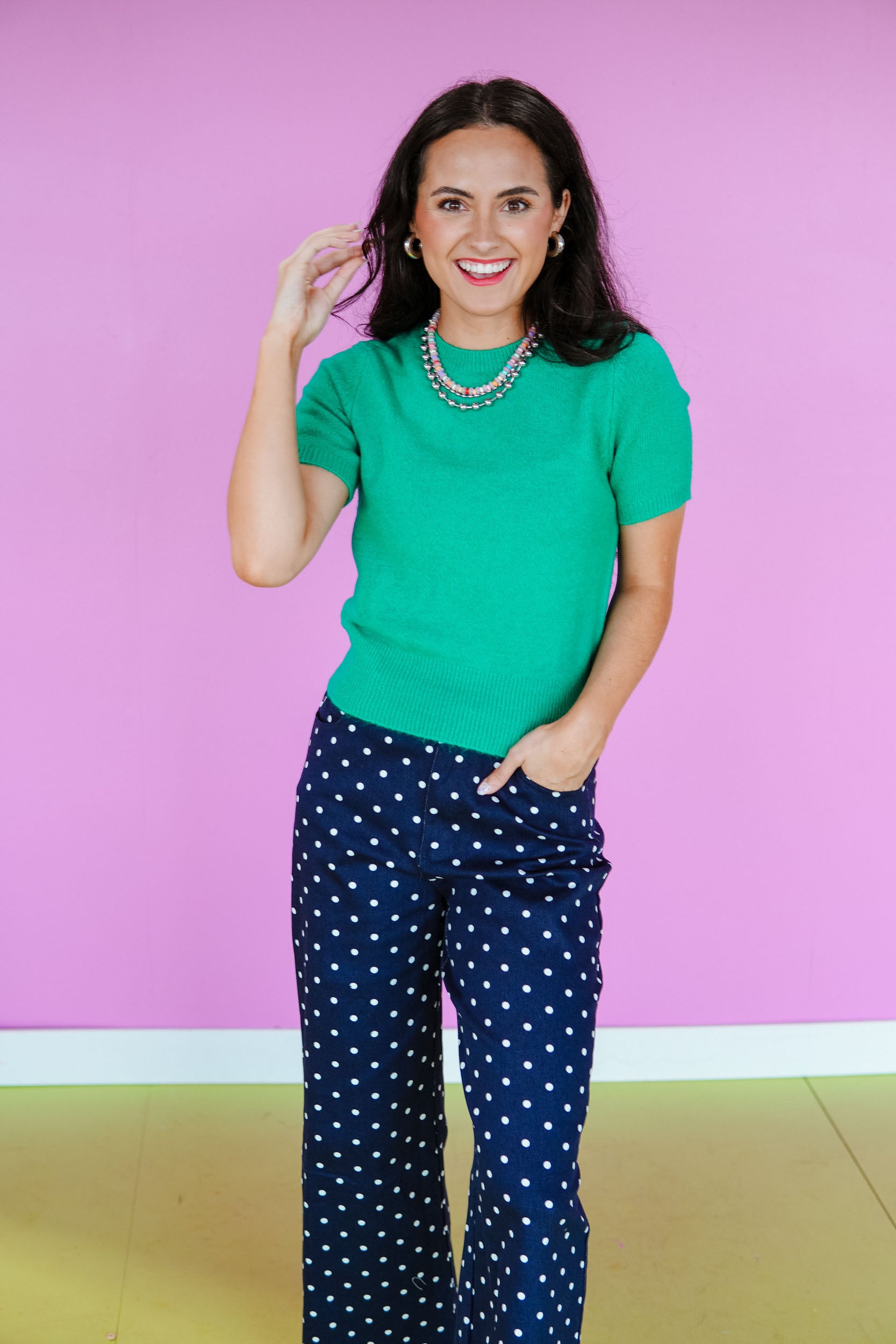 Vivienne Crewneck Short Sleeve Sweater - Light Emerald