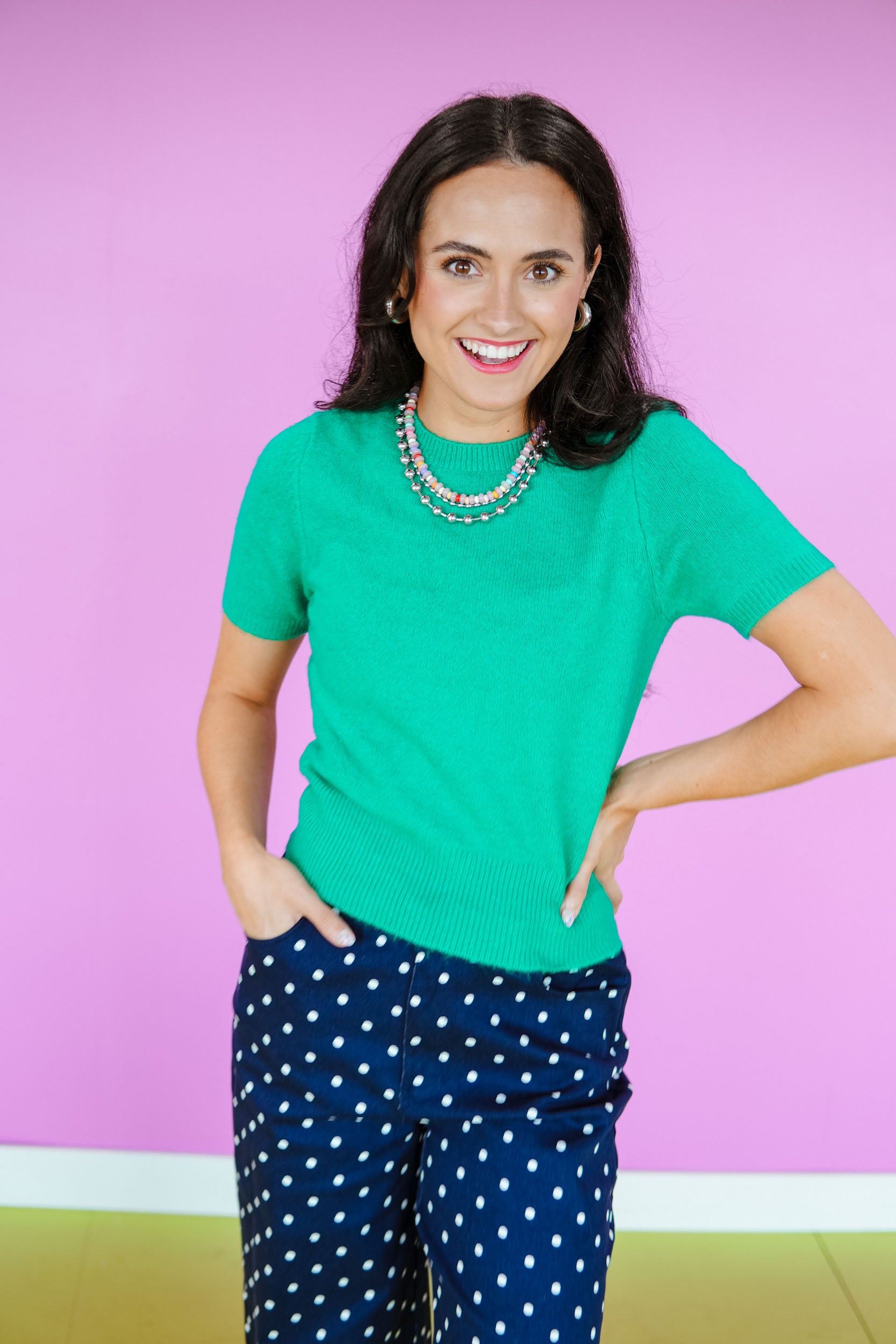 Vivienne Crewneck Short Sleeve Sweater - Light Emerald