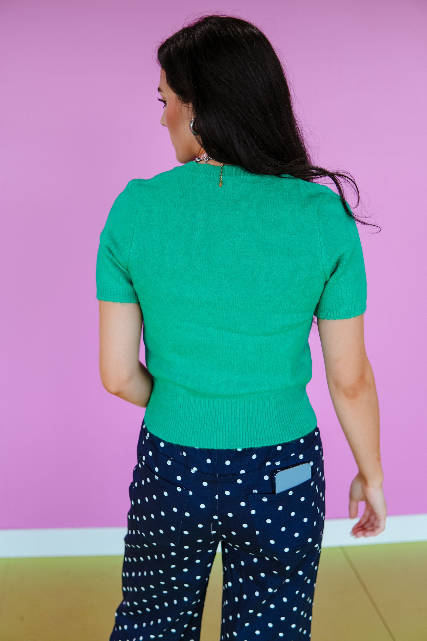 Vivienne Crewneck Short Sleeve Sweater - Light Emerald