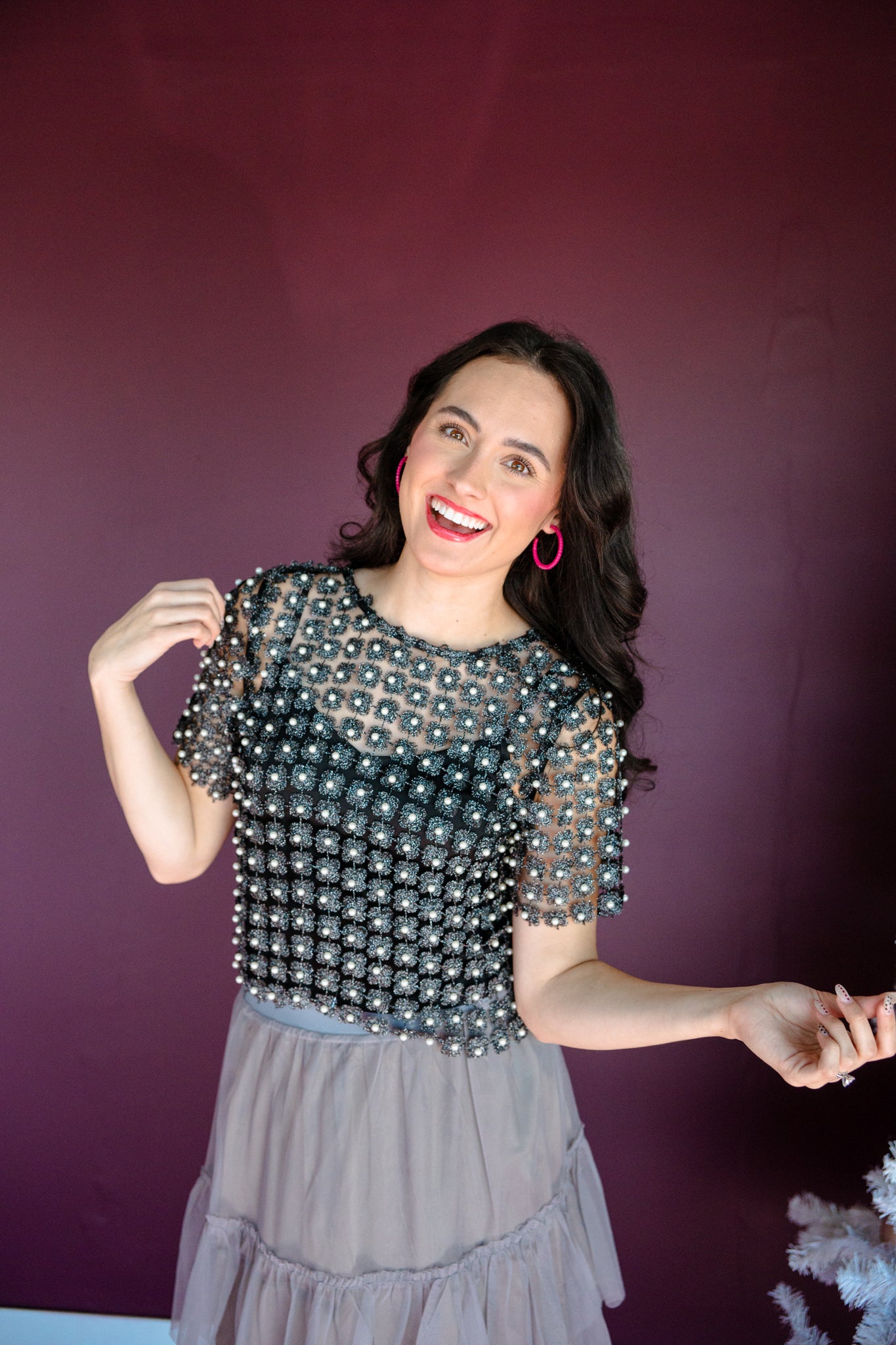 Addie Pearl Detail Blouse