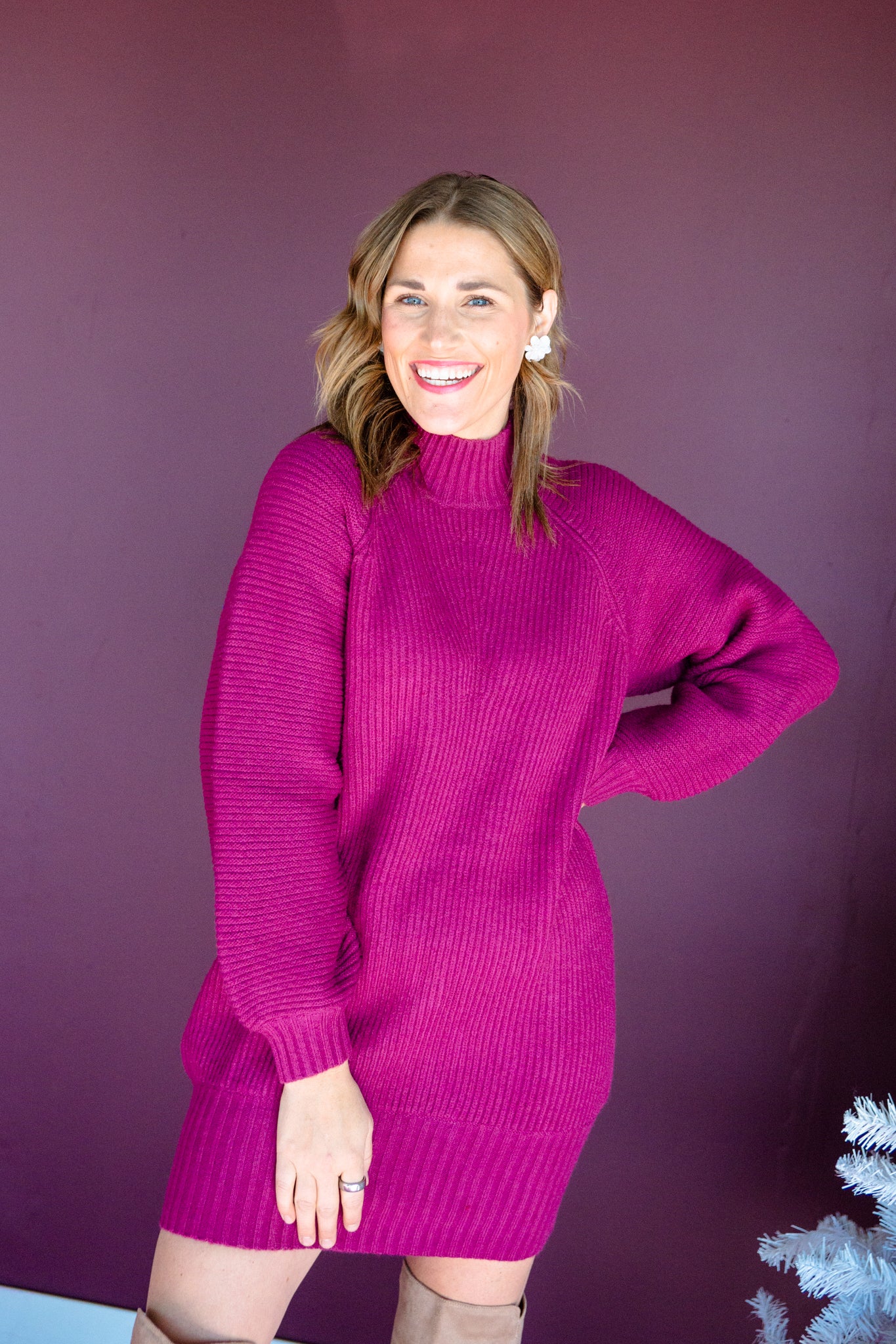 Amayah Mock Neck Sweater Dress