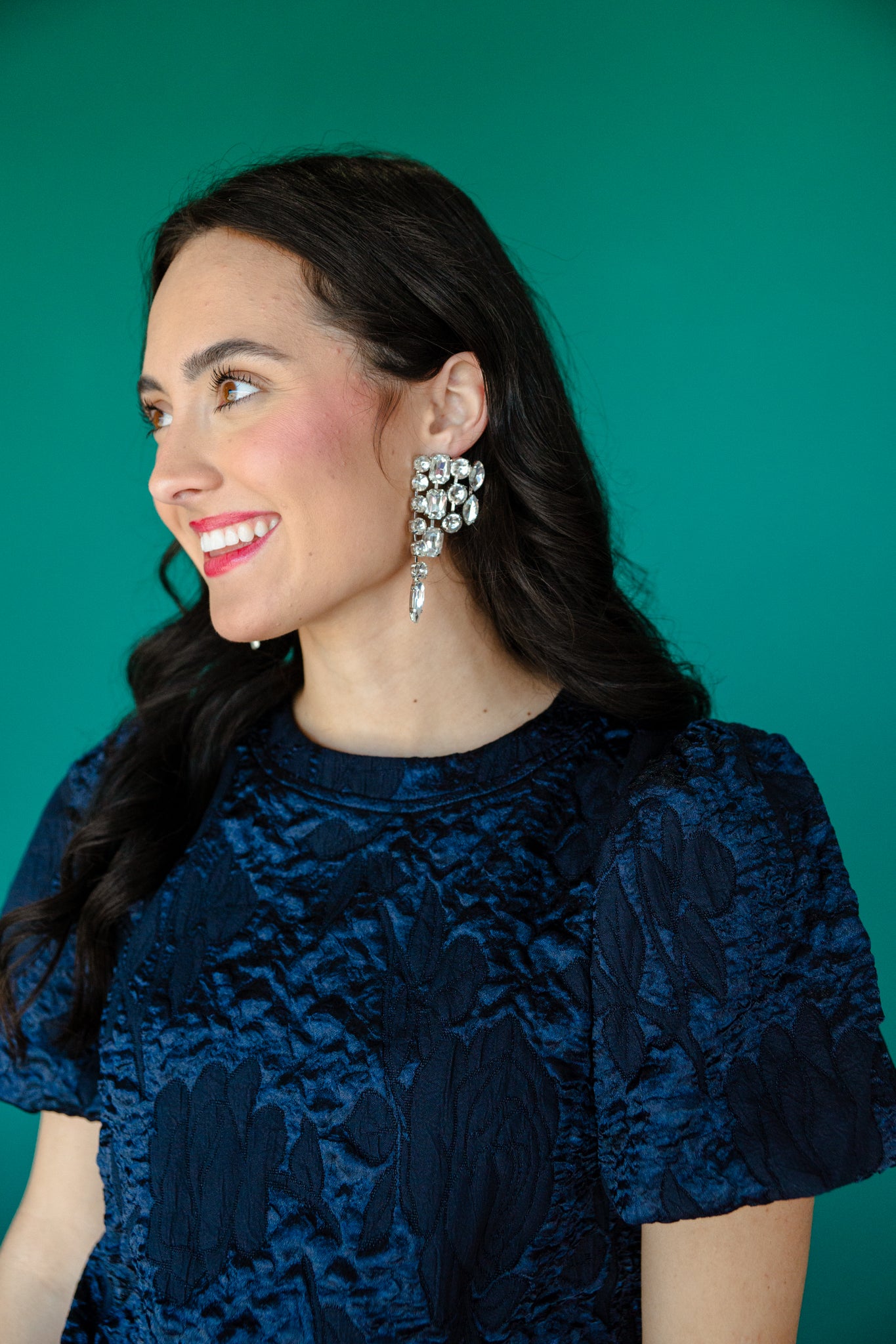 [Treasure Jewels] Sofia Jeweled Crystal Drop Earrings - Silver